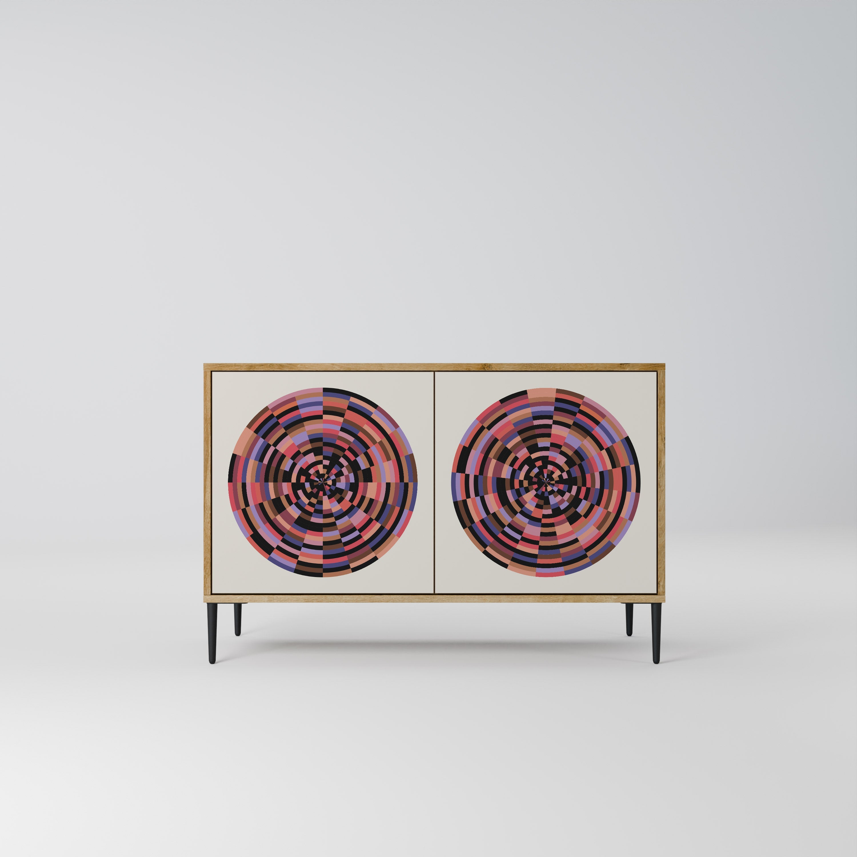 BROWN CIRCLES Sideboard mit 2 Türen in Eichenoptik