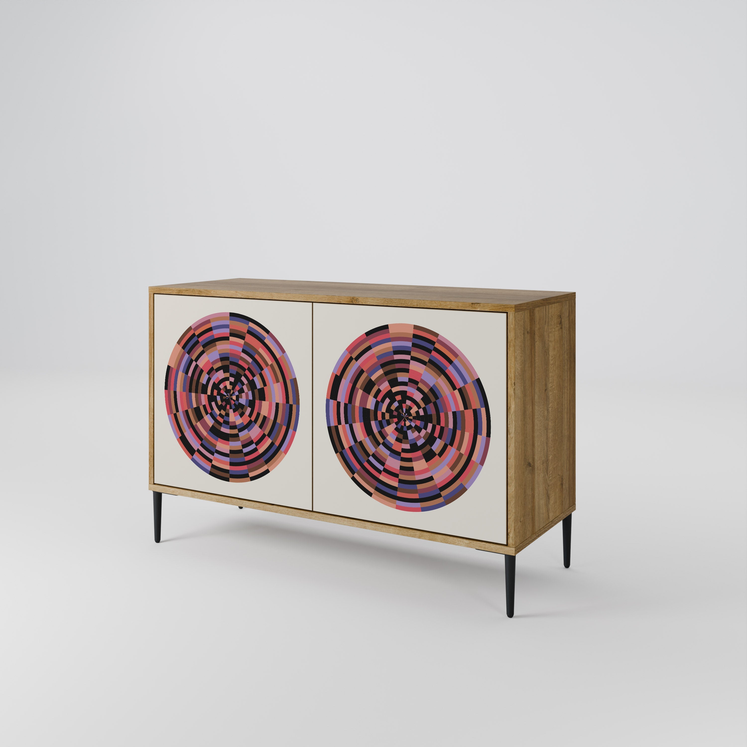 BROWN CIRCLES Sideboard mit 2 Türen in Eichenoptik