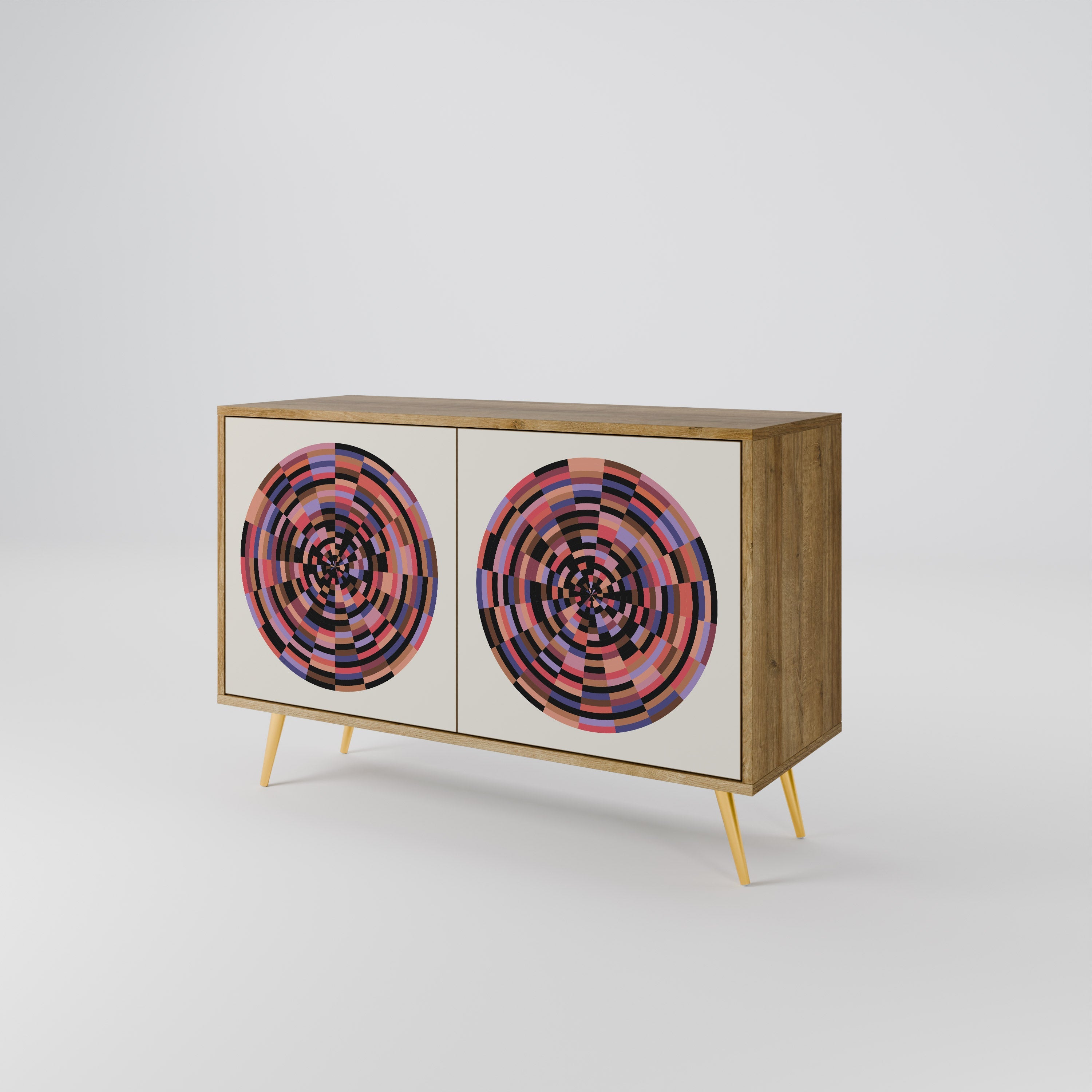 BROWN CIRCLES Sideboard mit 2 Türen in Eichenoptik