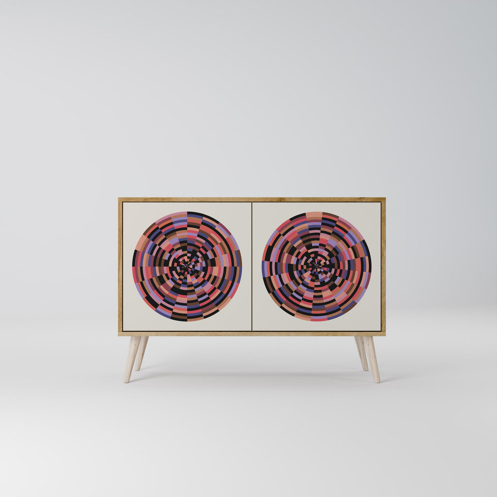 BROWN CIRCLES Sideboard mit 2 Türen in Eichenoptik