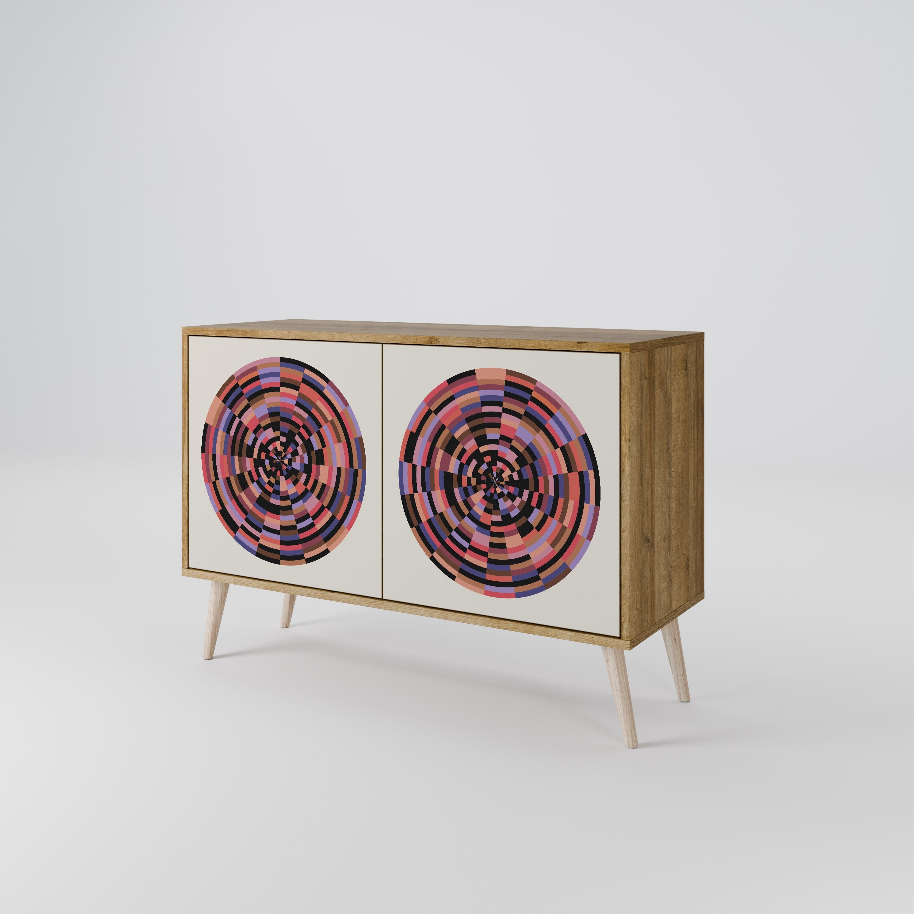 BROWN CIRCLES Sideboard mit 2 Türen in Eichenoptik