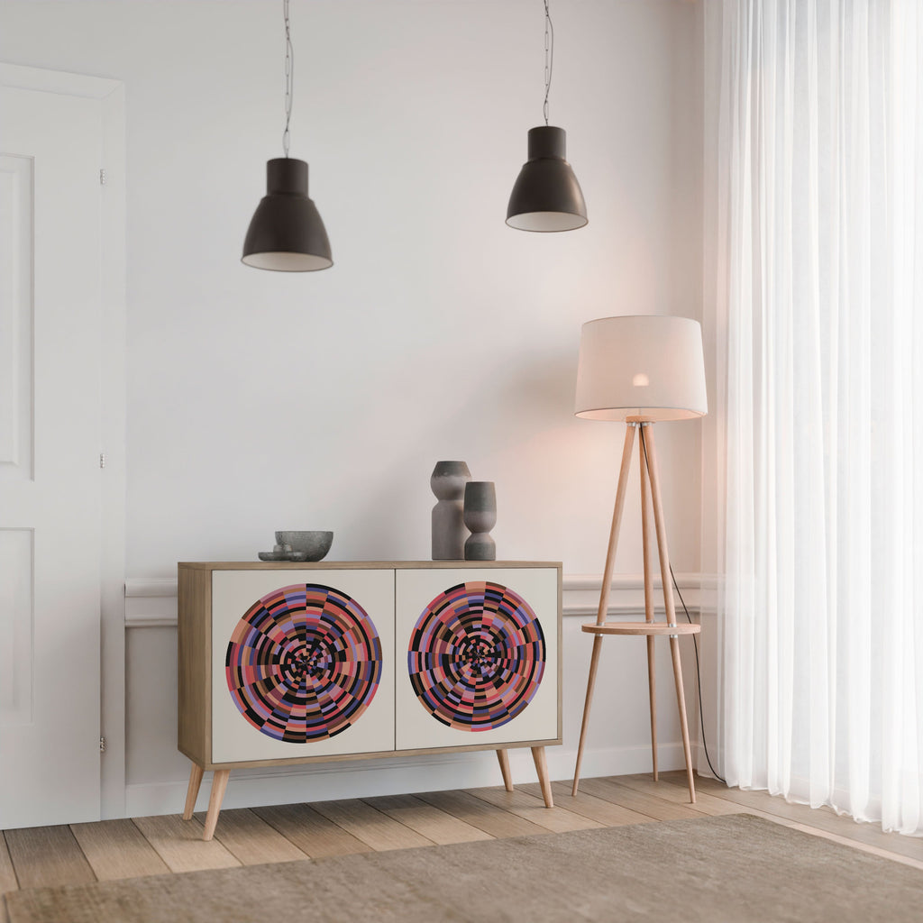 BROWN CIRCLES Sideboard mit 2 Türen in Eichenoptik
