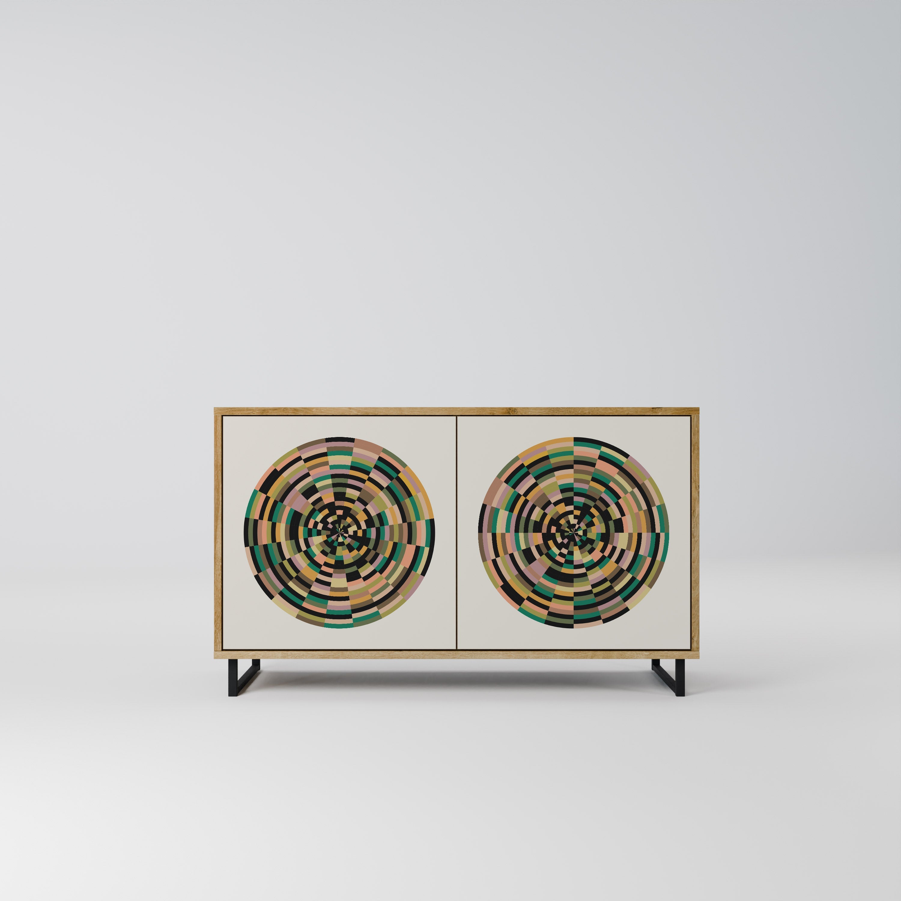 GREEN CIRCLES Sideboard mit 2 Türen in Eichenoptik
