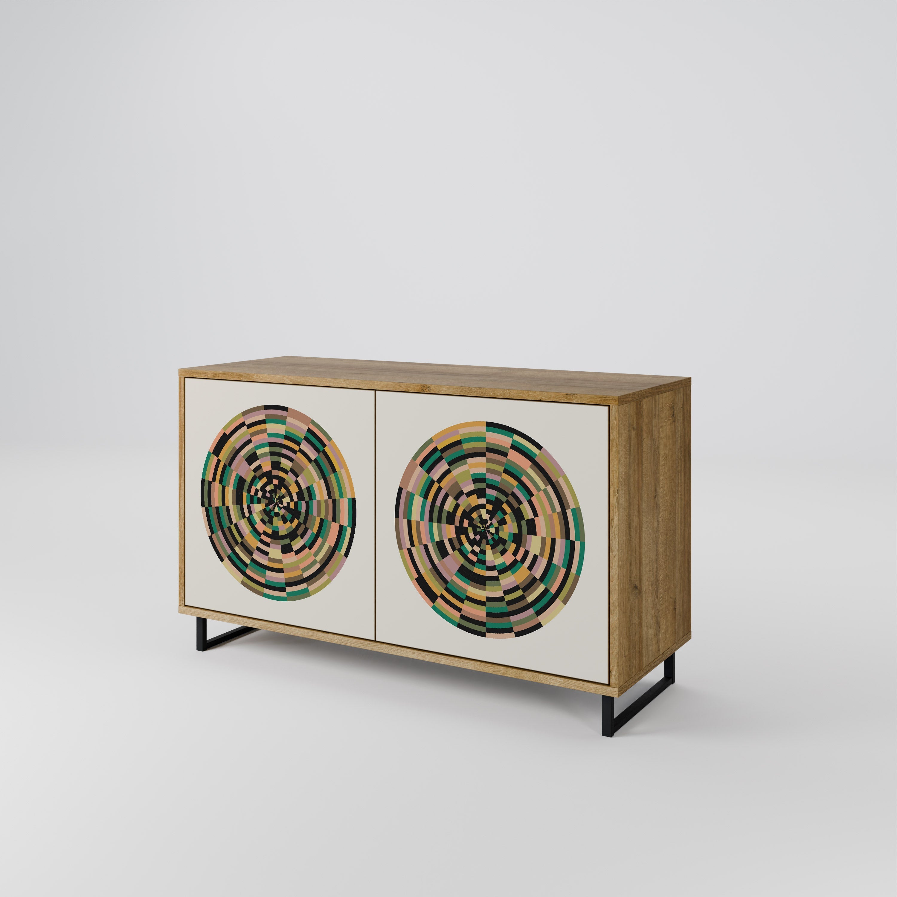GREEN CIRCLES Sideboard mit 2 Türen in Eichenoptik