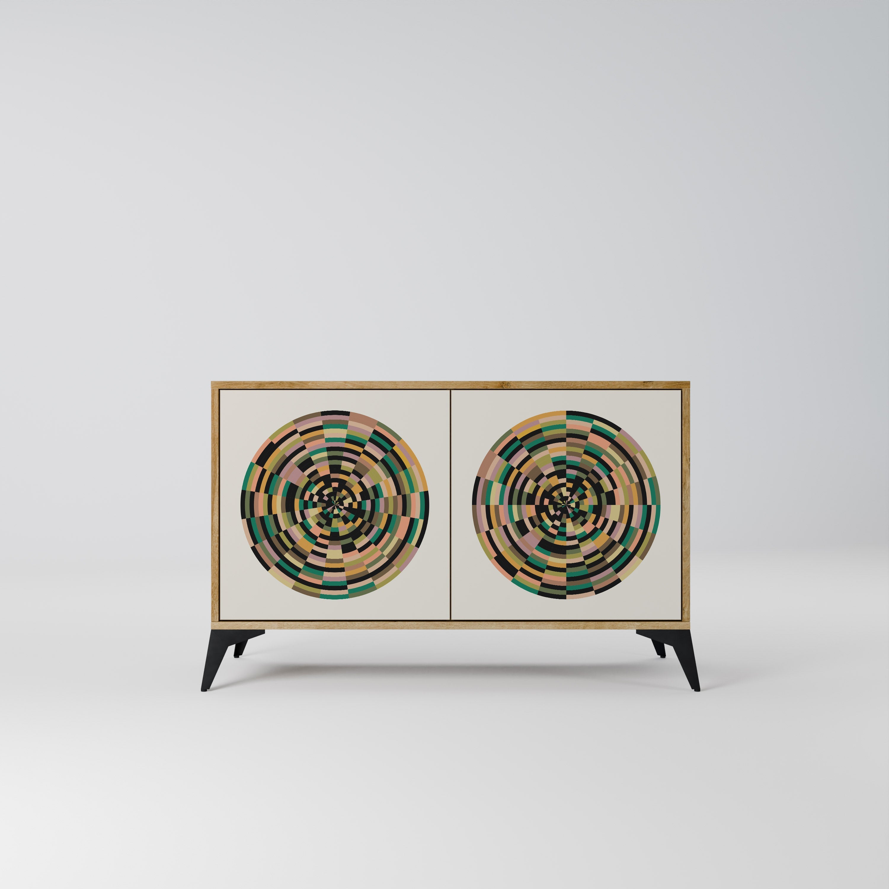 GREEN CIRCLES Sideboard mit 2 Türen in Eichenoptik