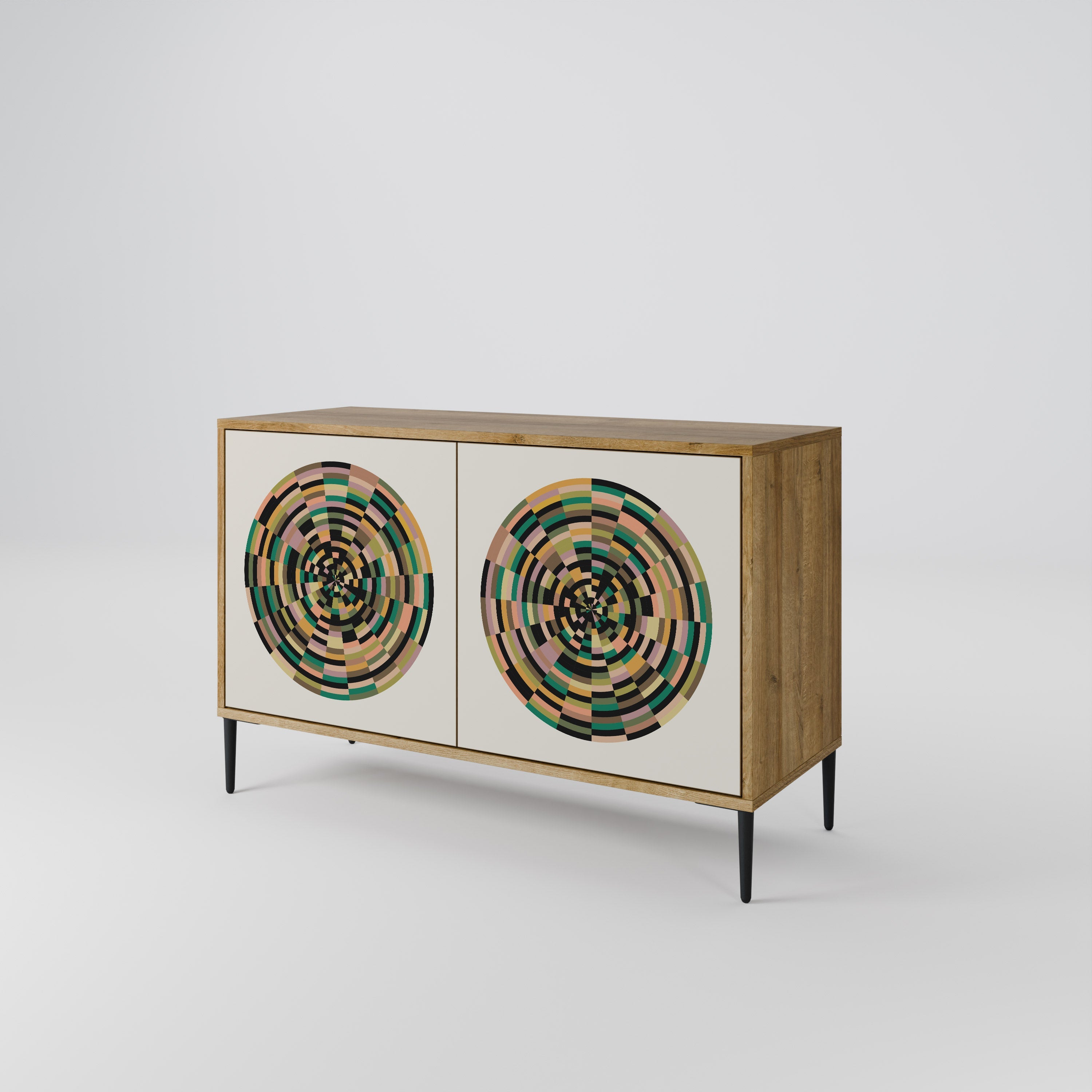GREEN CIRCLES Sideboard mit 2 Türen in Eichenoptik