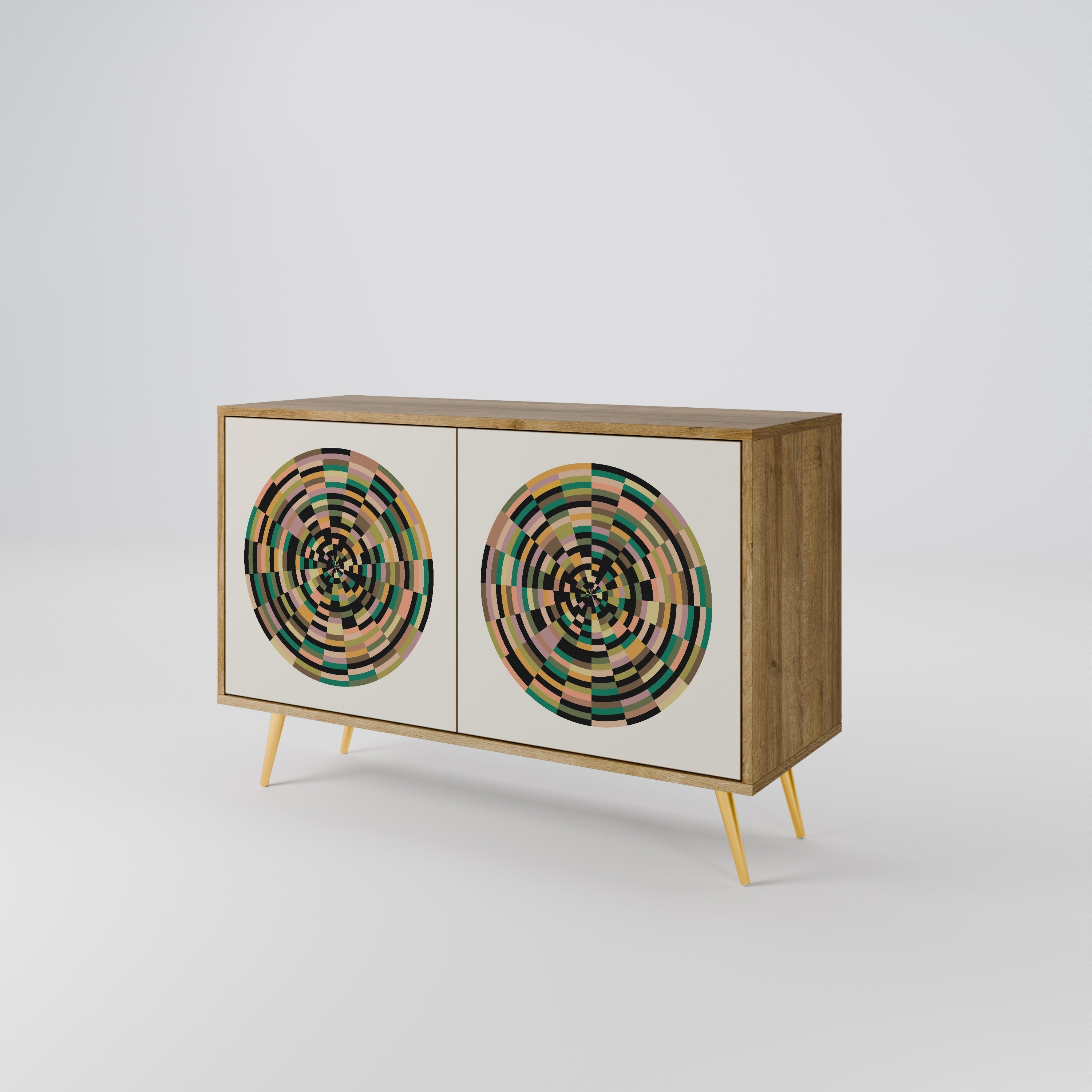 GREEN CIRCLES Sideboard mit 2 Türen in Eichenoptik