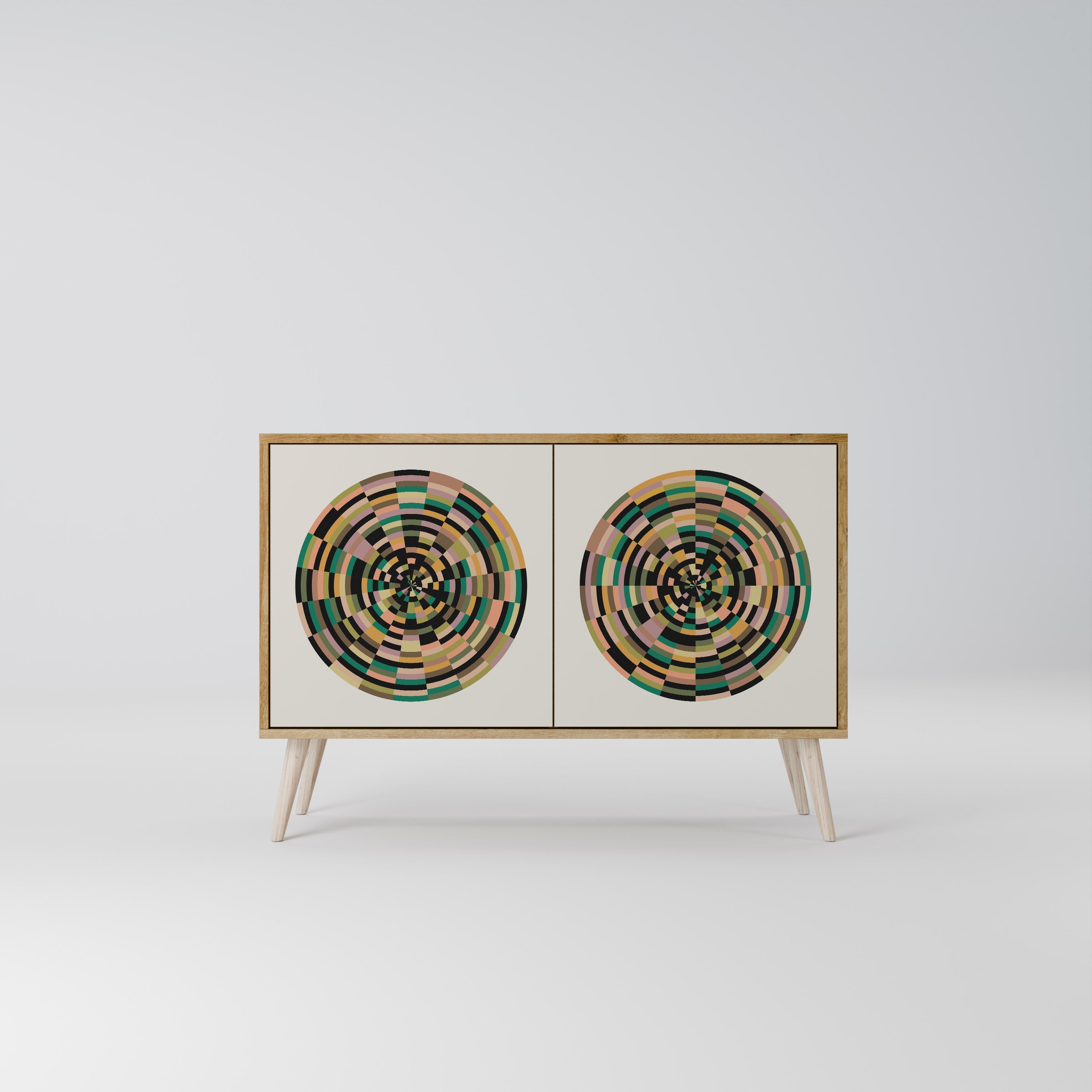 GREEN CIRCLES Sideboard mit 2 Türen in Eichenoptik