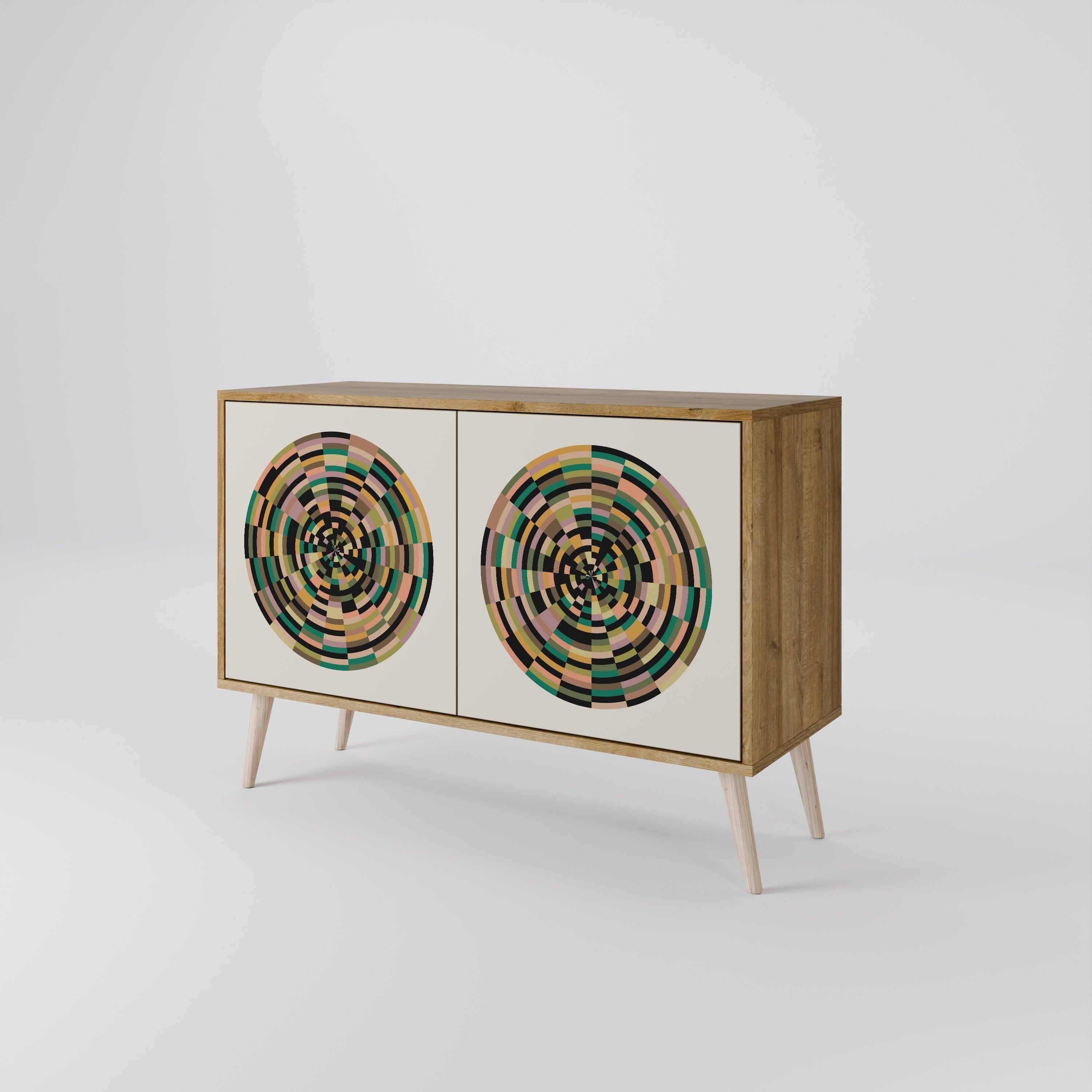 GREEN CIRCLES Sideboard mit 2 Türen in Eichenoptik