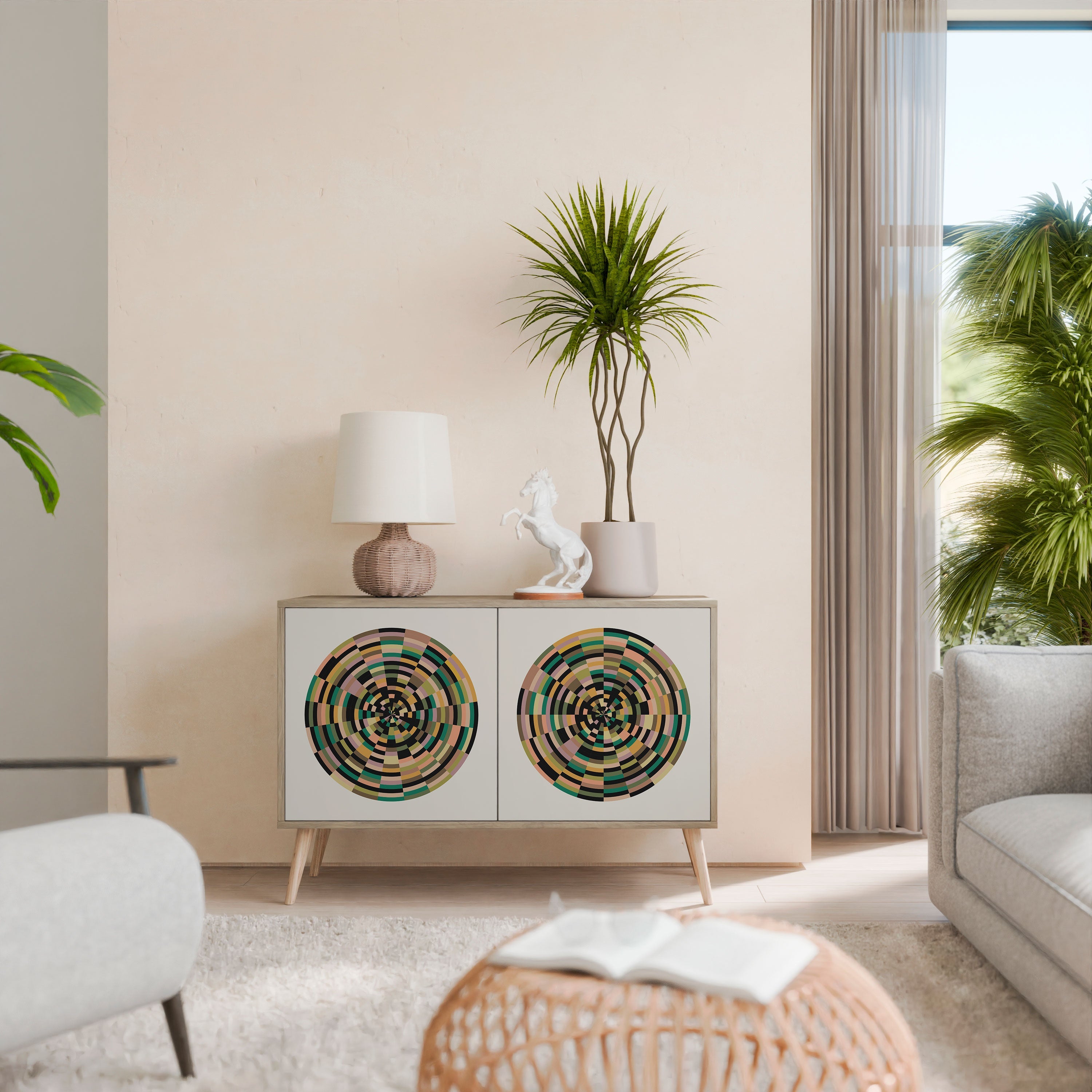 GREEN CIRCLES Sideboard mit 2 Türen in Eichenoptik