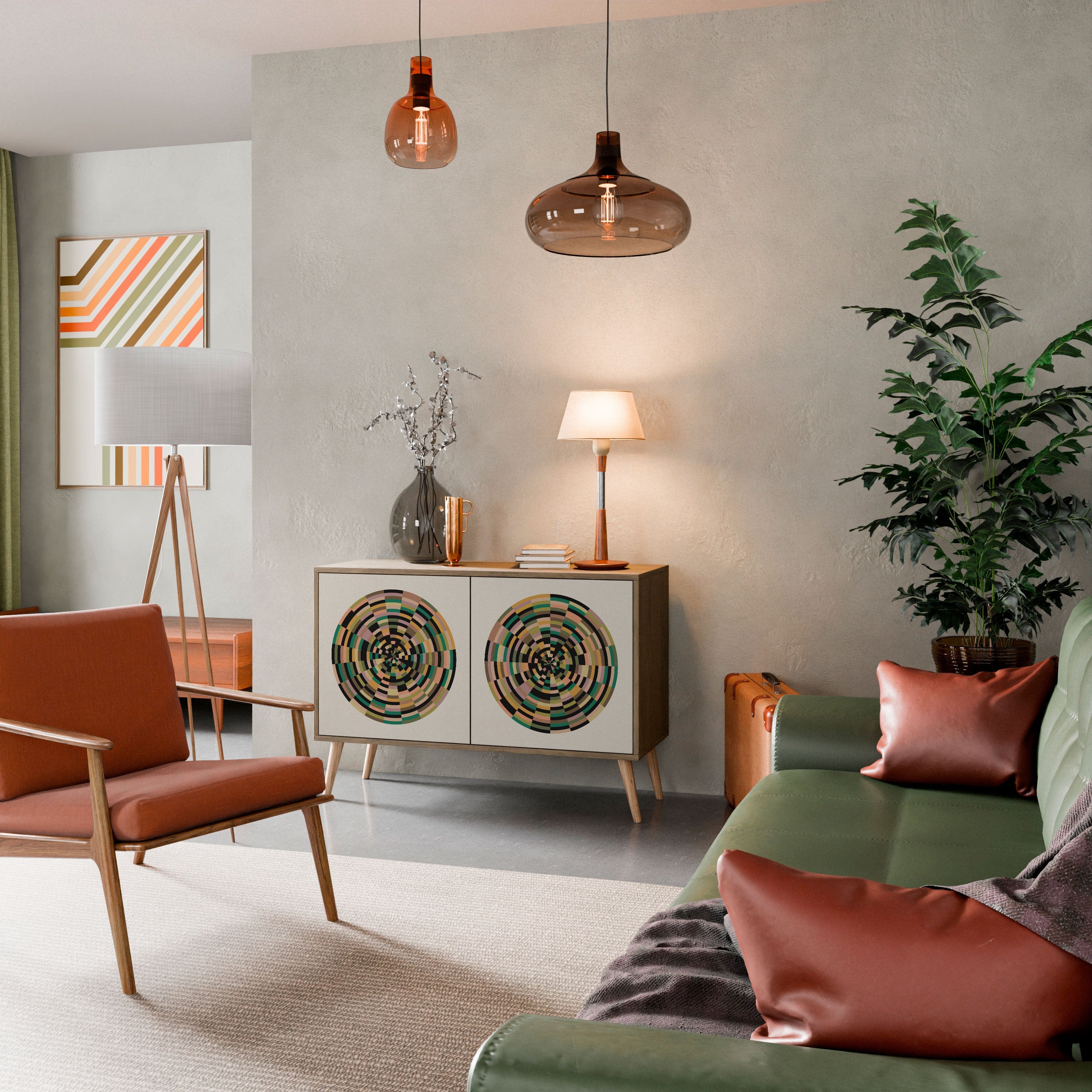 GREEN CIRCLES Sideboard mit 2 Türen in Eichenoptik