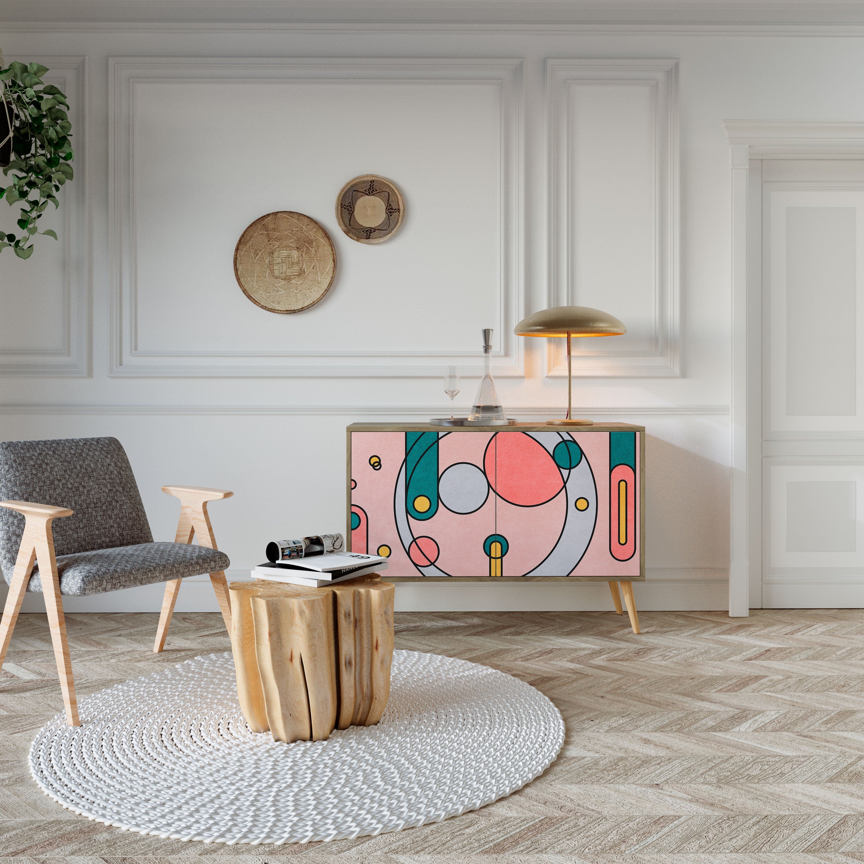 GOSSAMER ECHOES Sideboard mit 2 Türen in Eichenoptik