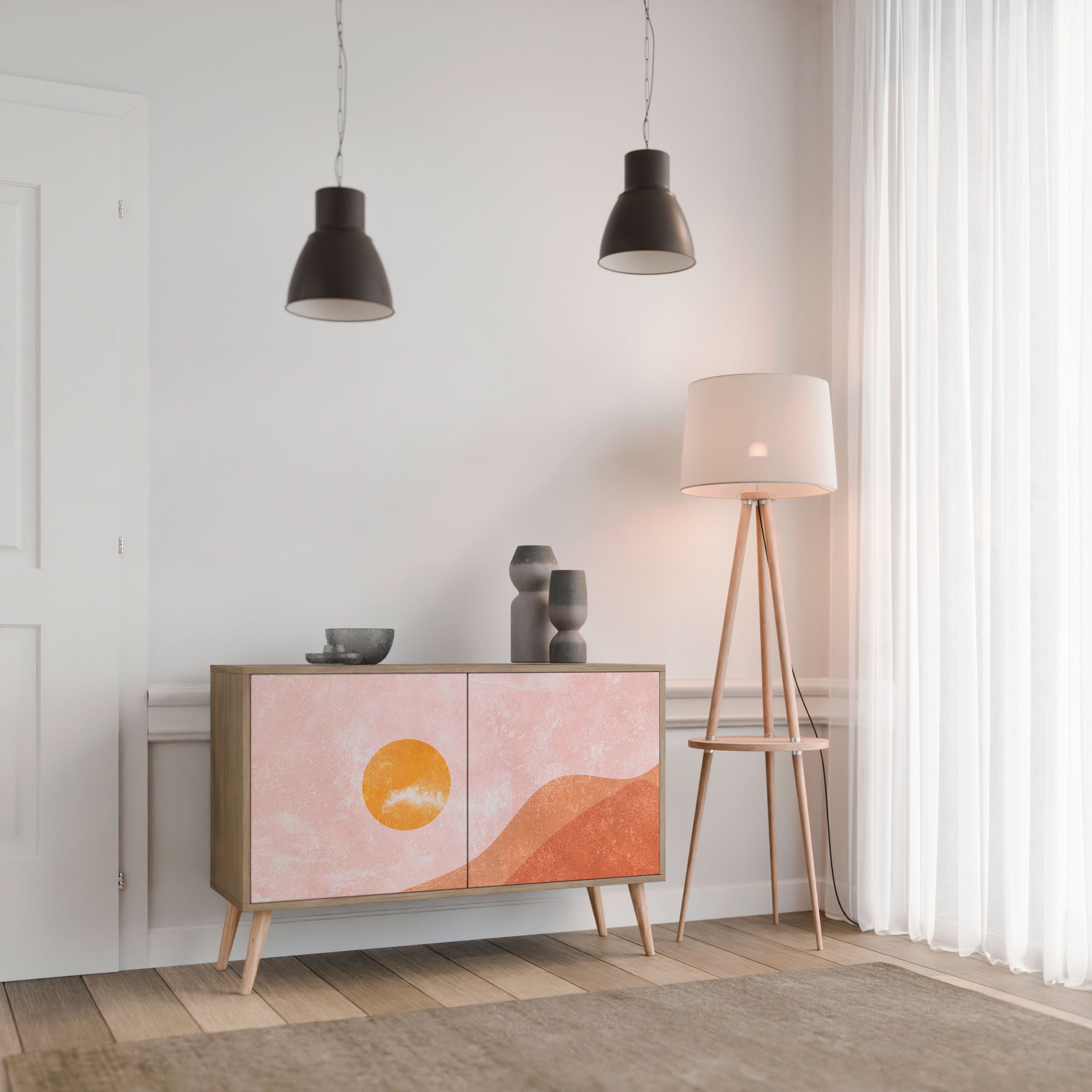 LUMINOUS SUNLIGHT Sideboard mit 2 Türen in Eichenoptik