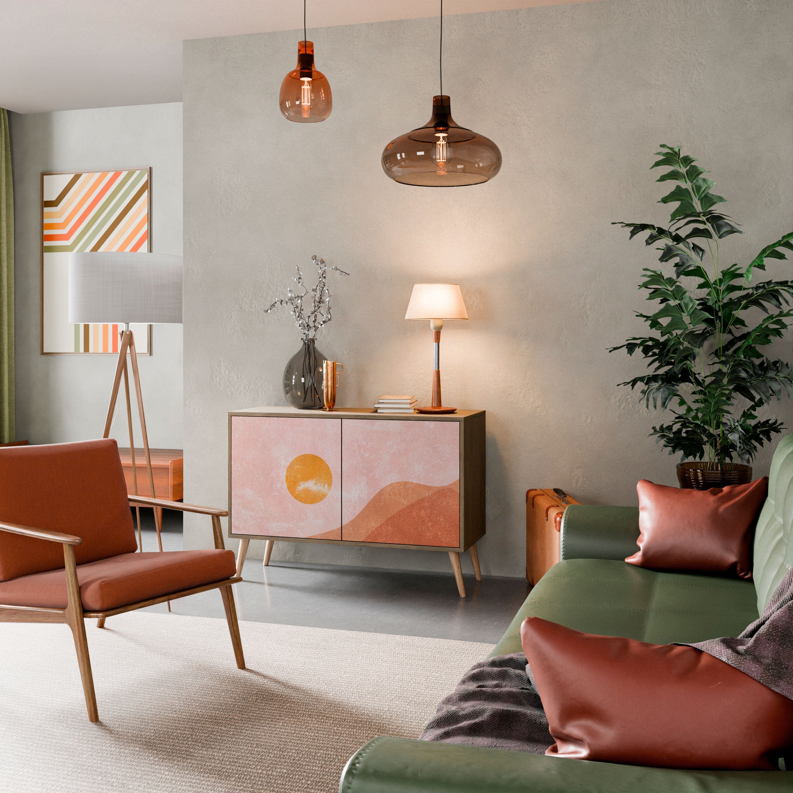 LUMINOUS SUNLIGHT Sideboard mit 2 Türen in Eichenoptik