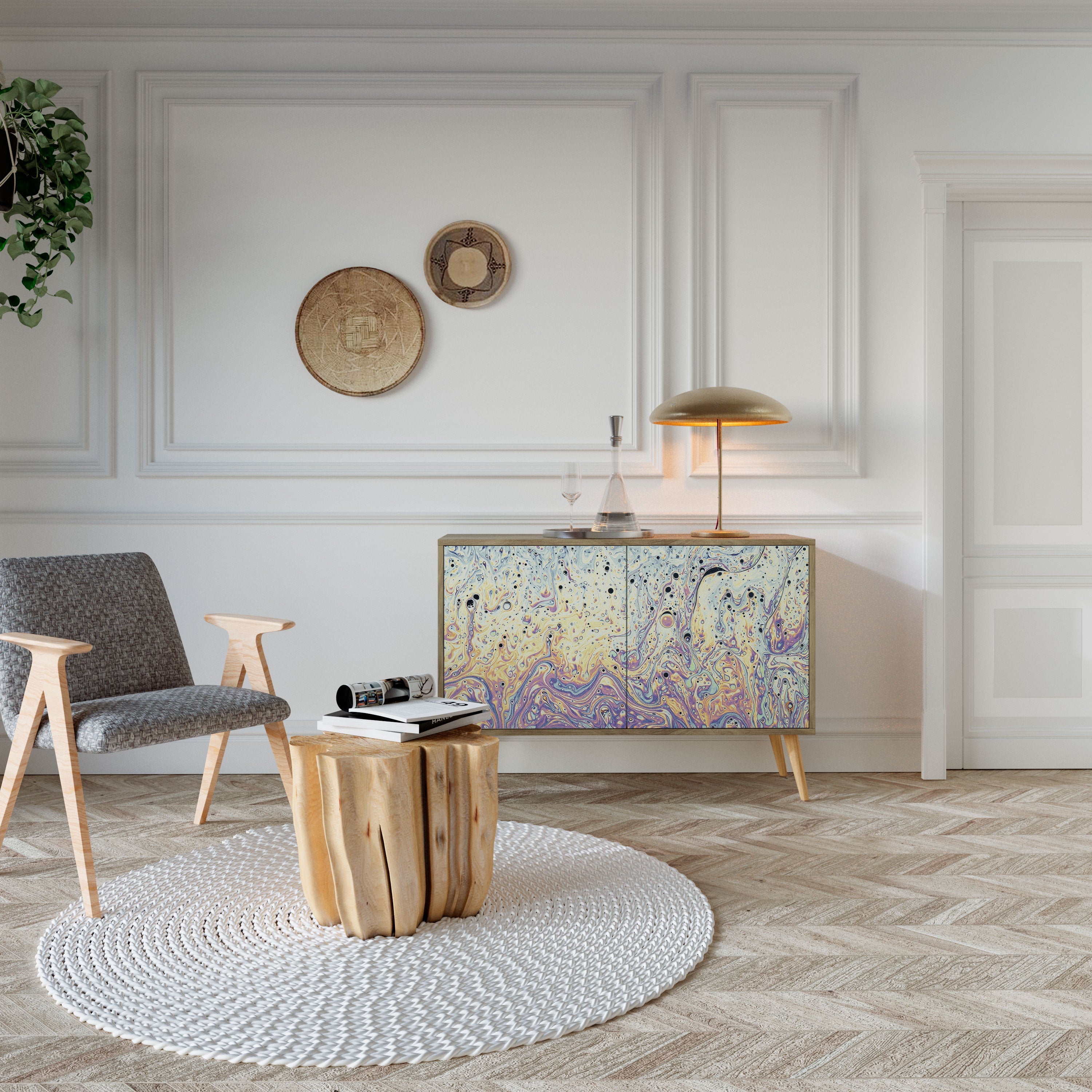 MOSAIC OF COLORS Sideboard mit 2 Türen in Eichenoptik
