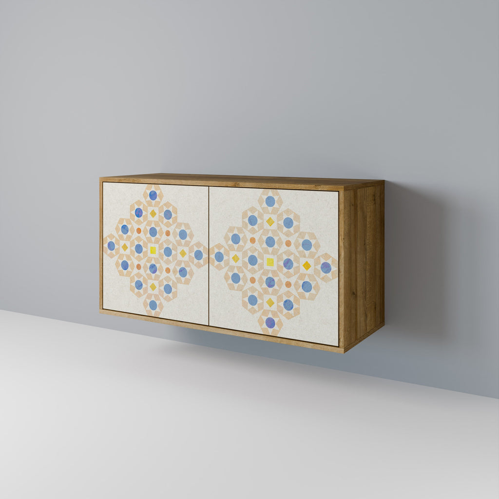 Gemustertes Prisma-Sideboard mit 2 Türen in Eichenoptik