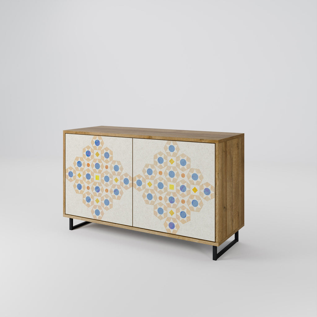 Gemustertes Prisma-Sideboard mit 2 Türen in Eichenoptik
