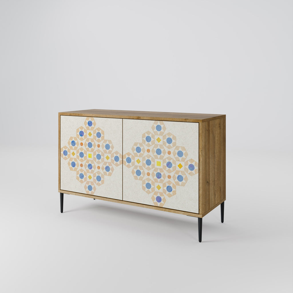 Gemustertes Prisma-Sideboard mit 2 Türen in Eichenoptik