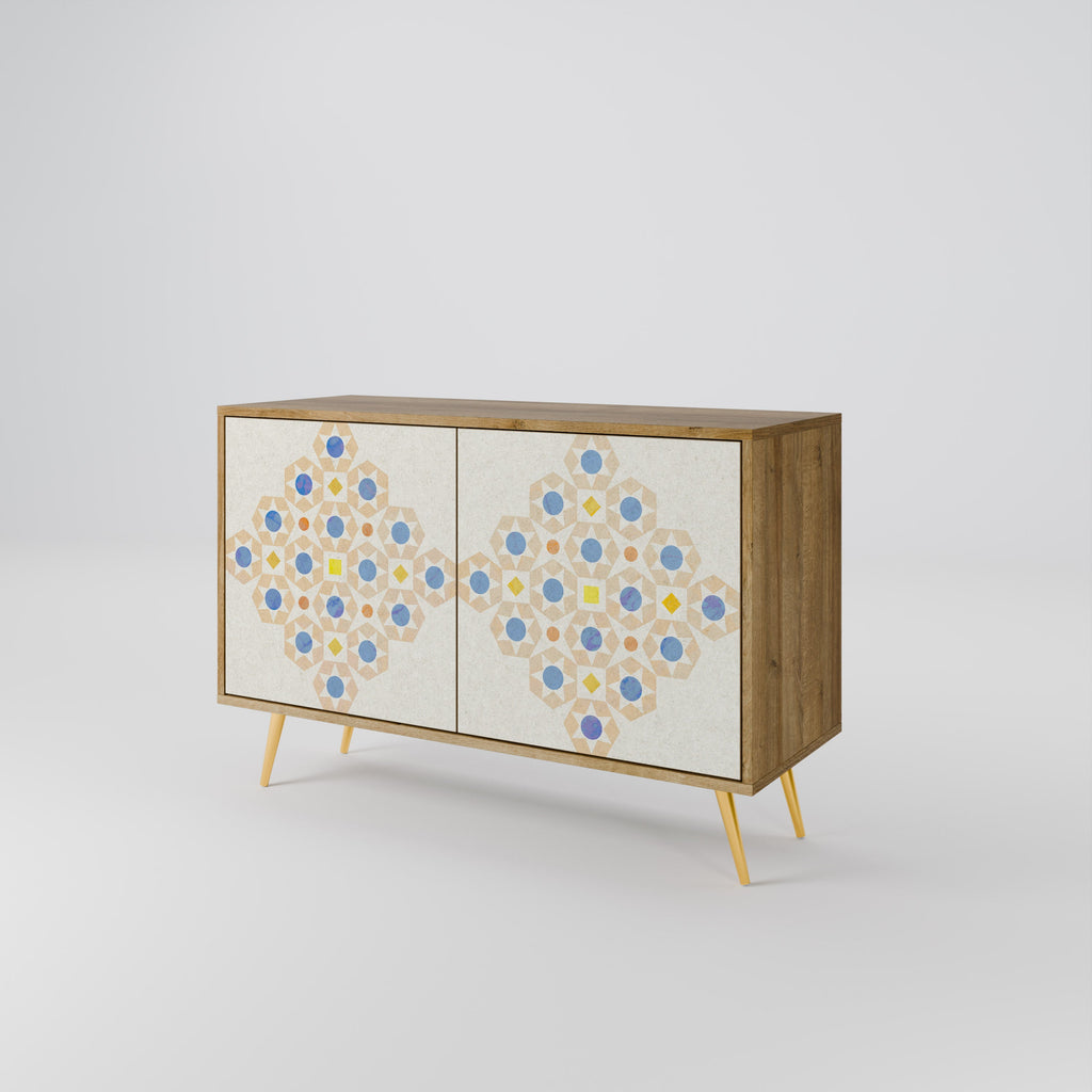 Gemustertes Prisma-Sideboard mit 2 Türen in Eichenoptik