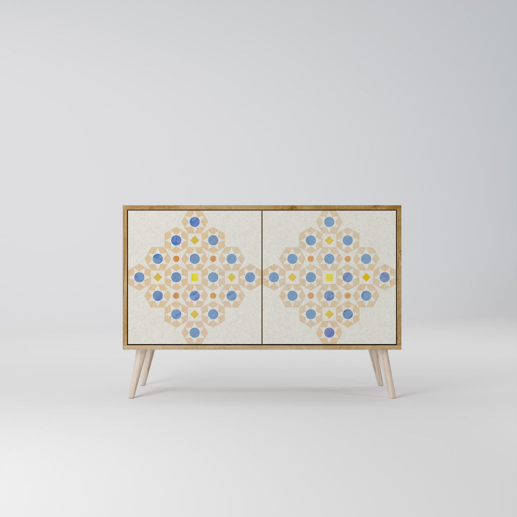 Gemustertes Prisma-Sideboard mit 2 Türen in Eichenoptik