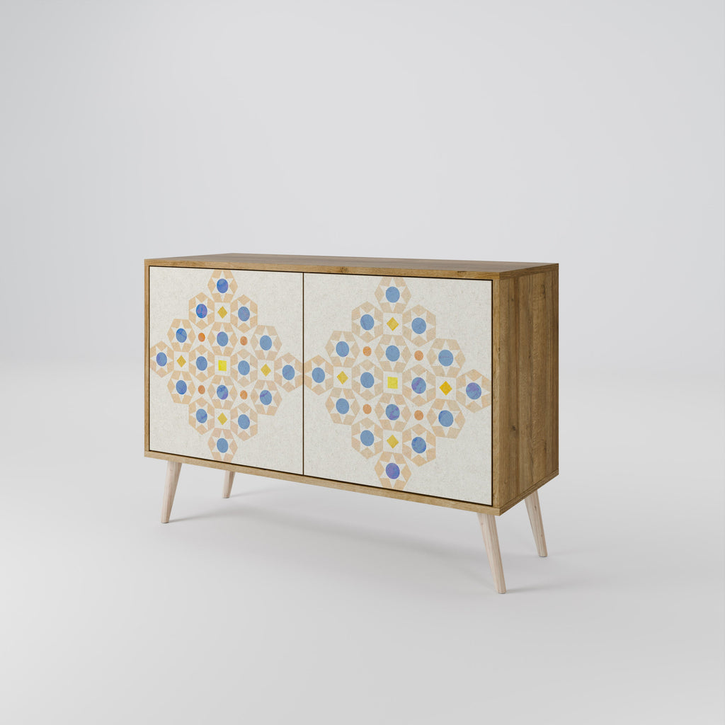 Gemustertes Prisma-Sideboard mit 2 Türen in Eichenoptik