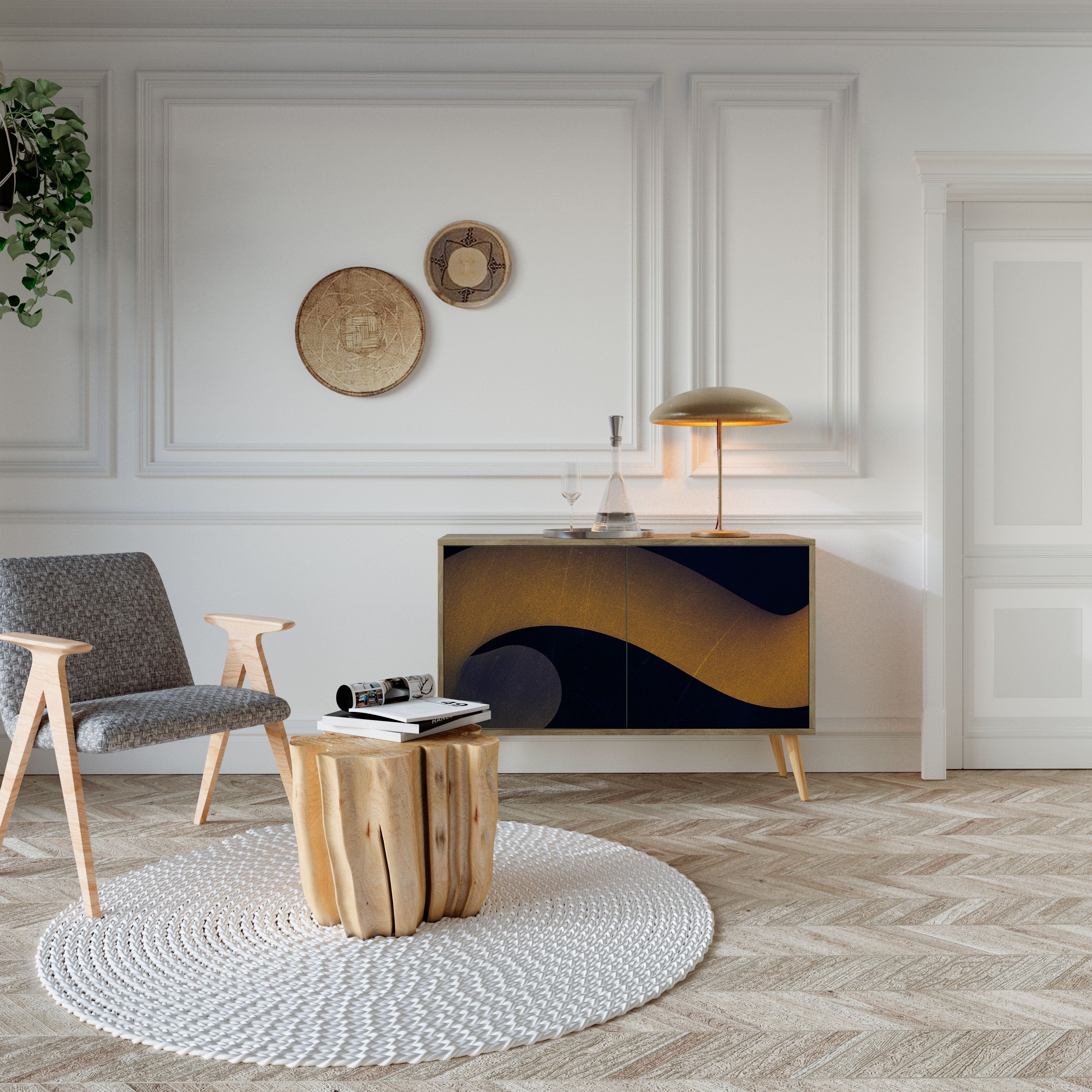 HOLLOW TIME Sideboard mit 2 Türen in Eichenoptik