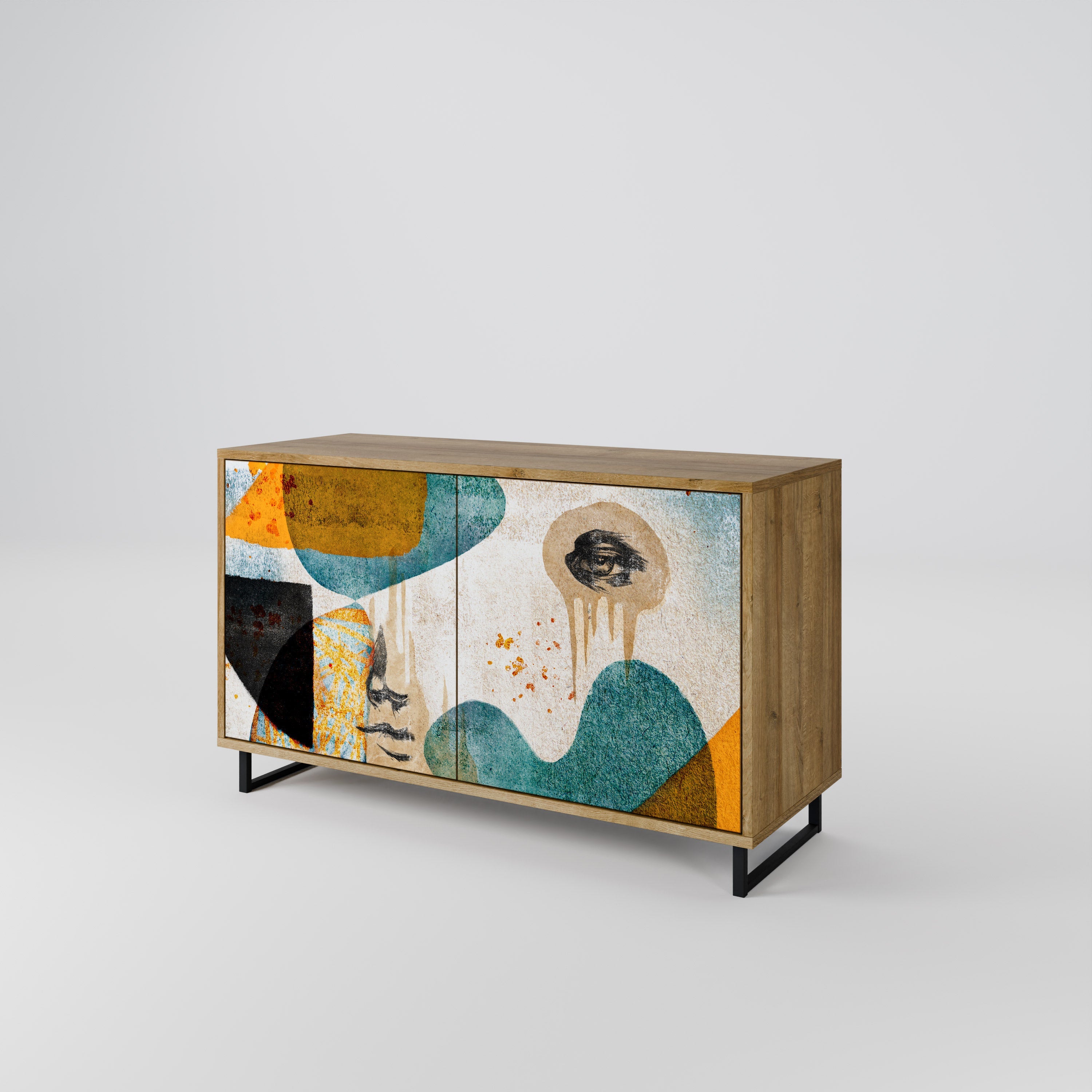 ABSTRACT FACES Sideboard mit 2 Türen in Eichenoptik