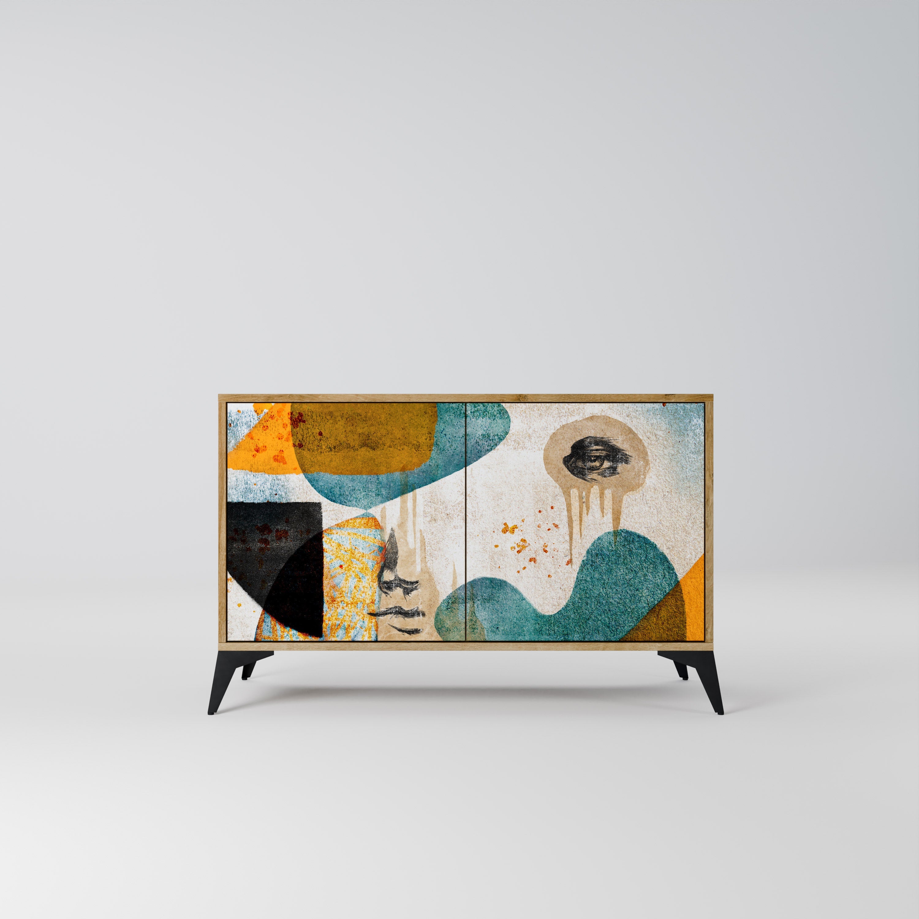 ABSTRACT FACES Sideboard mit 2 Türen in Eichenoptik