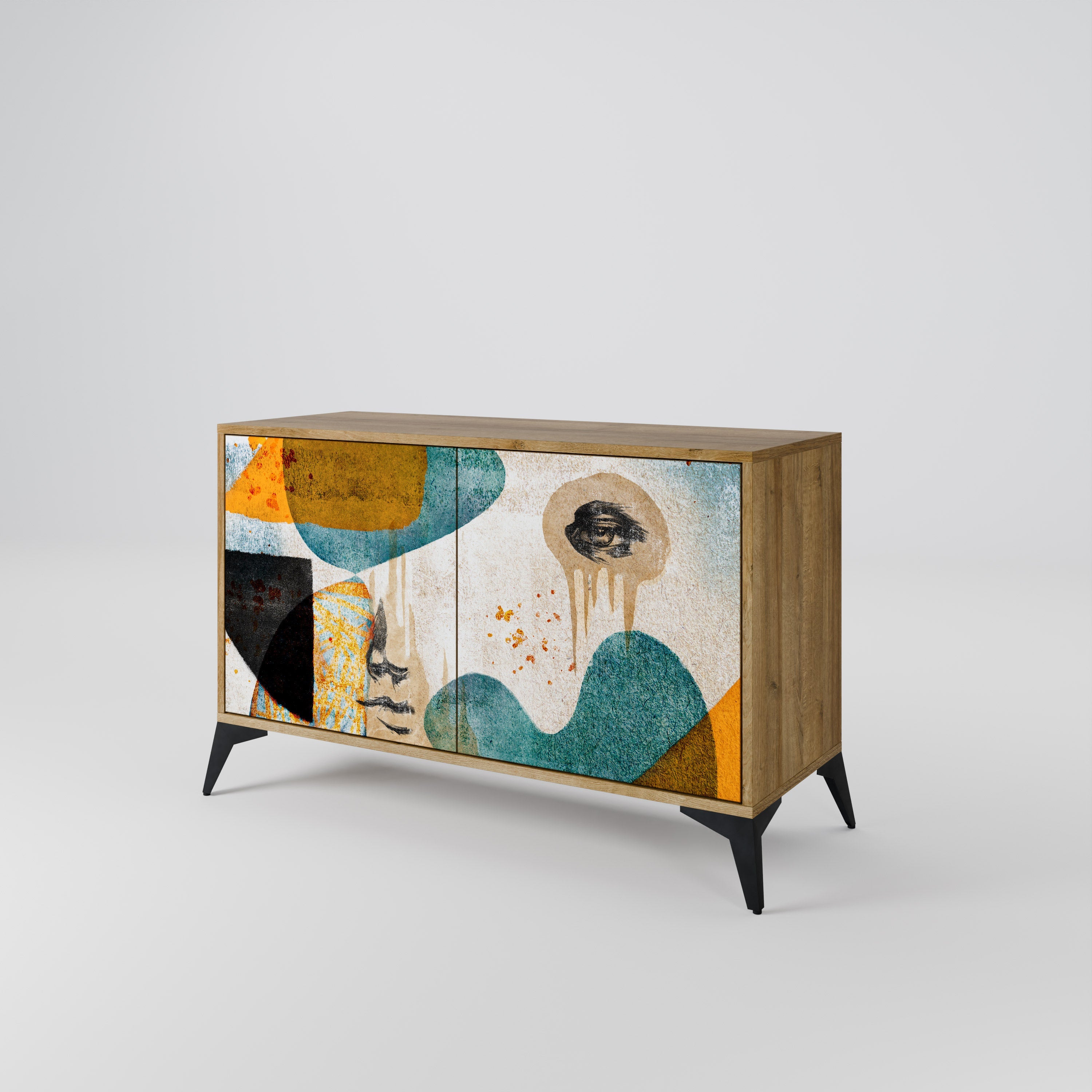 ABSTRACT FACES Sideboard mit 2 Türen in Eichenoptik