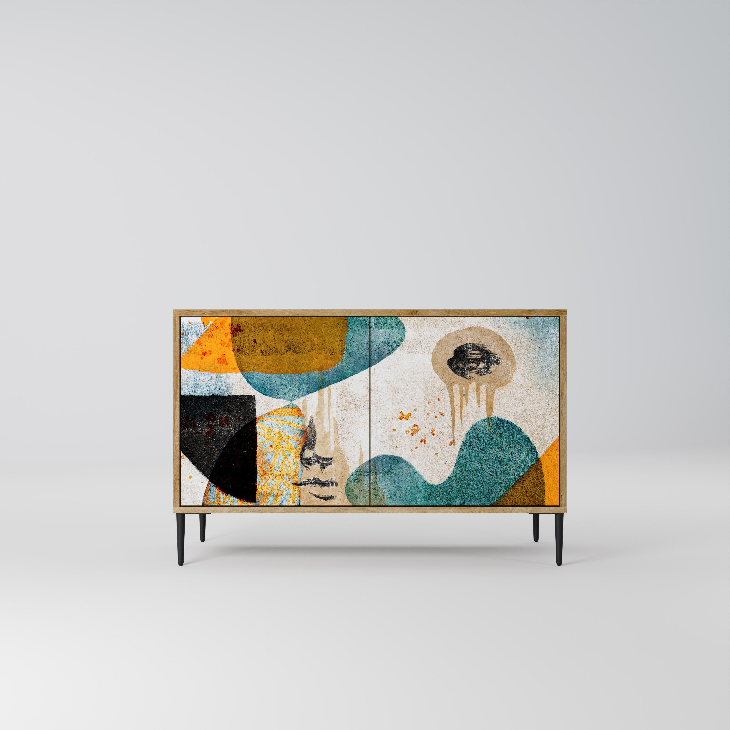 ABSTRACT FACES Sideboard mit 2 Türen in Eichenoptik
