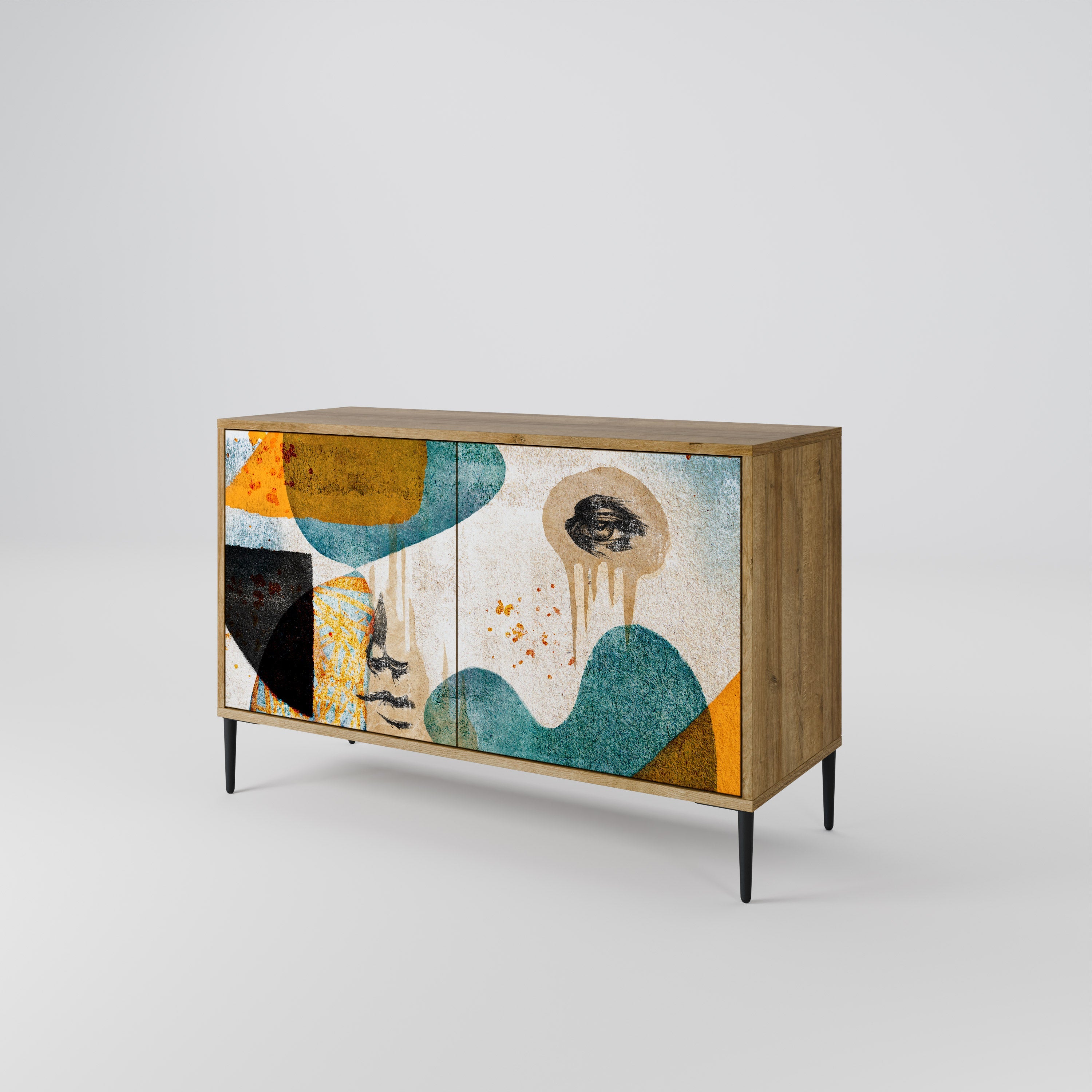 ABSTRACT FACES Sideboard mit 2 Türen in Eichenoptik