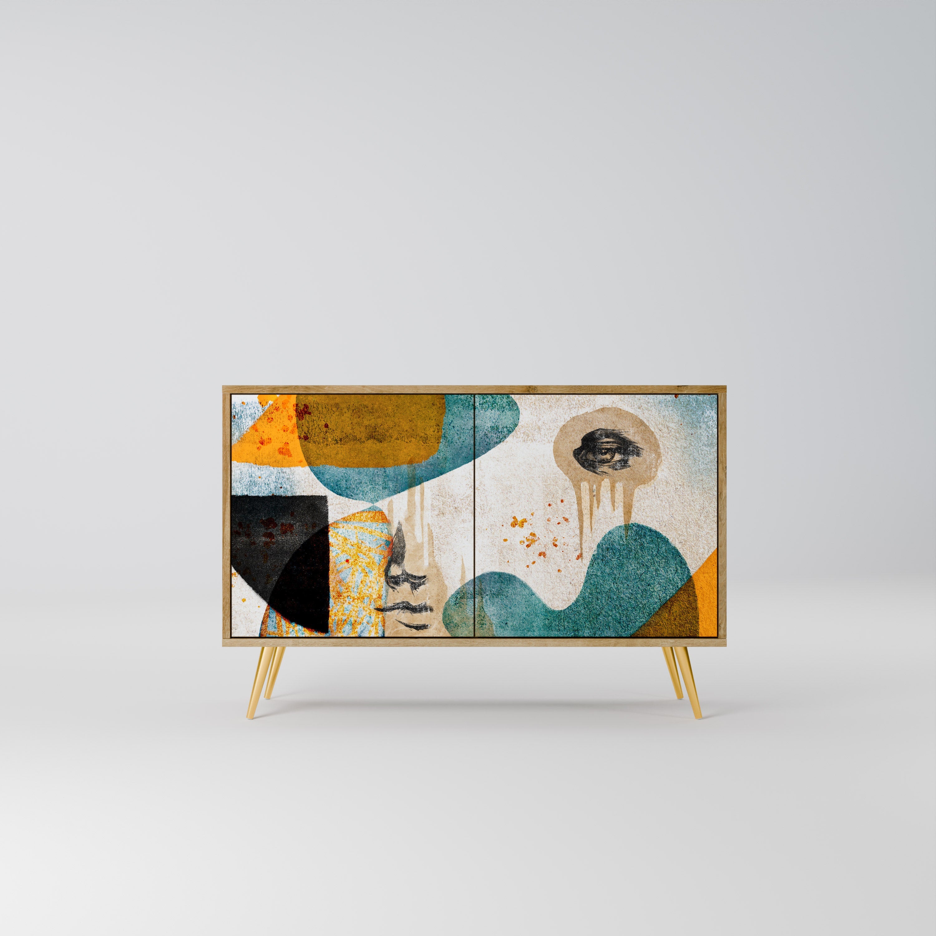 ABSTRACT FACES Sideboard mit 2 Türen in Eichenoptik