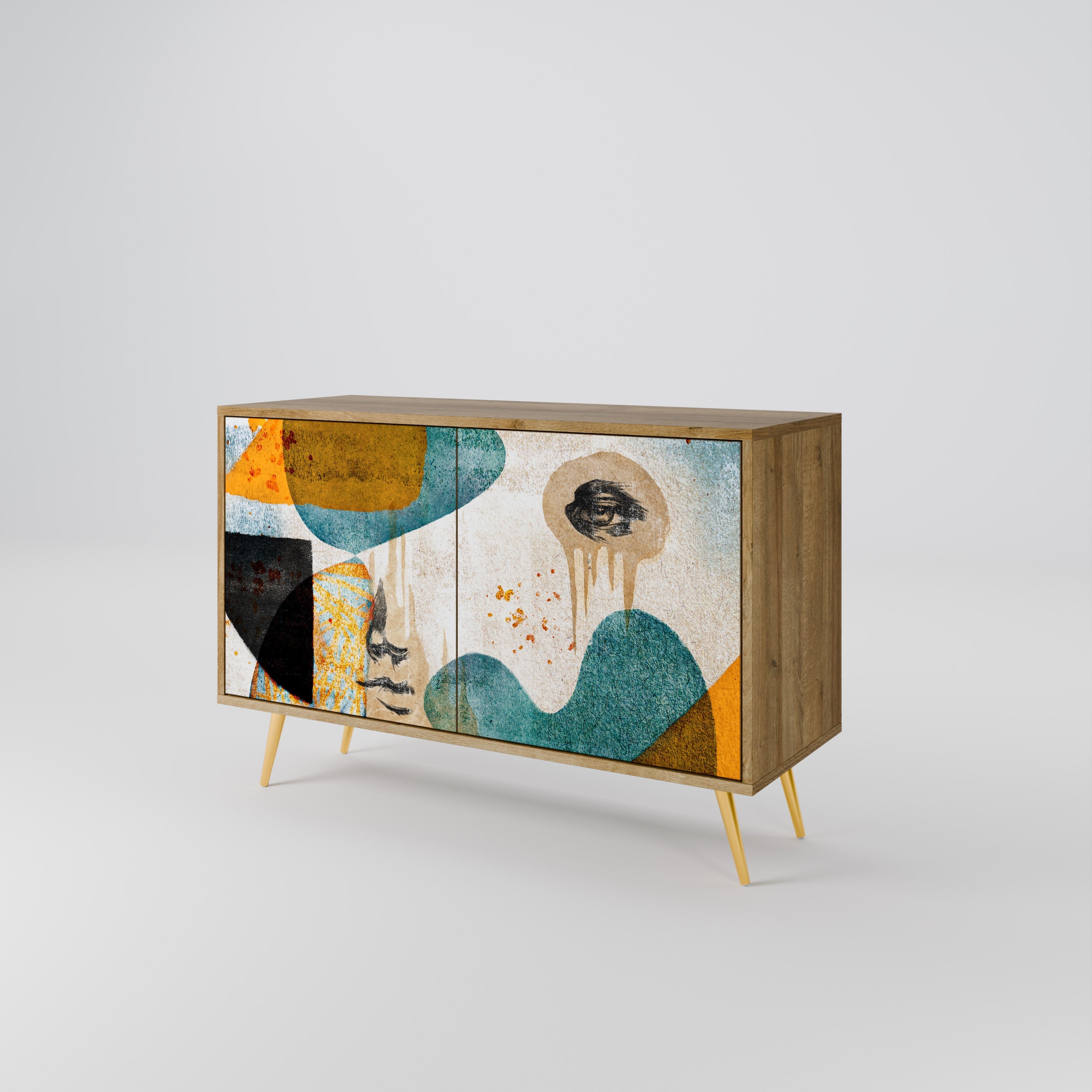ABSTRACT FACES Sideboard mit 2 Türen in Eichenoptik