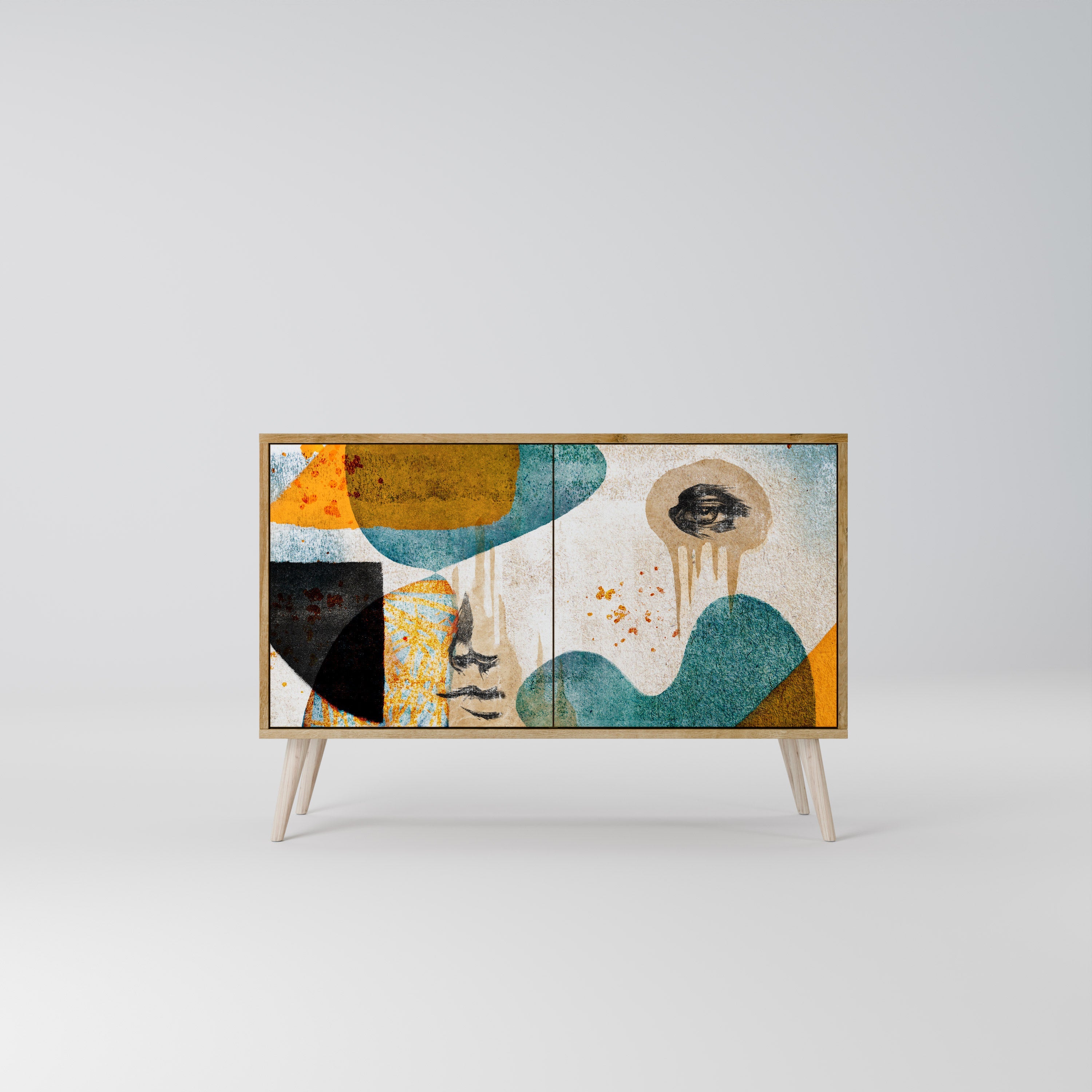 ABSTRACT FACES Sideboard mit 2 Türen in Eichenoptik