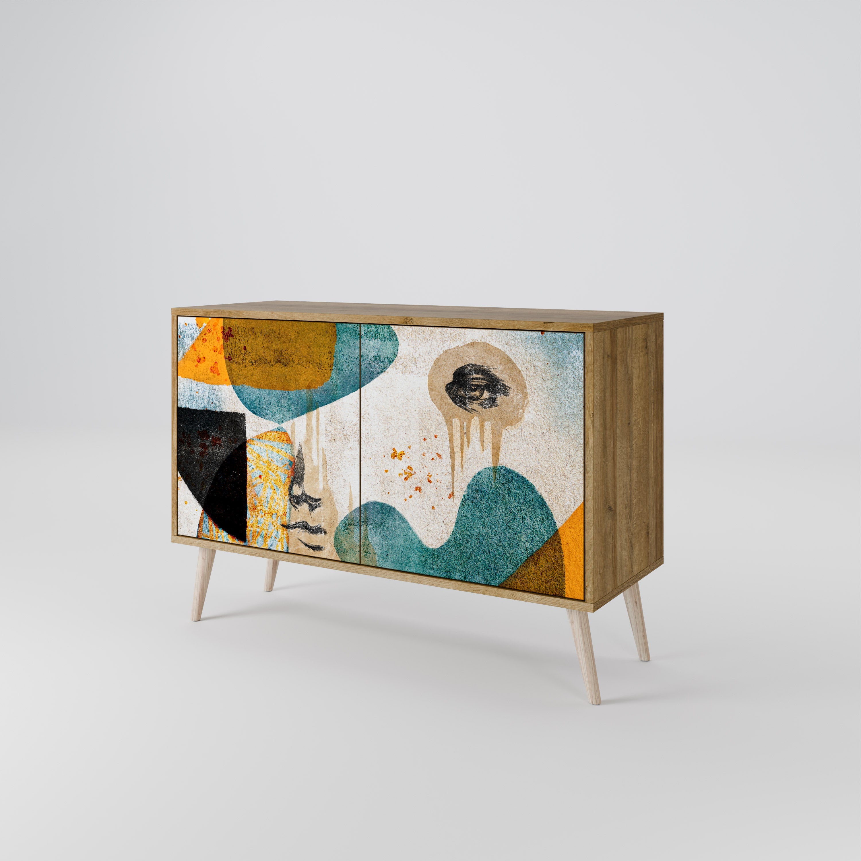 ABSTRACT FACES Sideboard mit 2 Türen in Eichenoptik