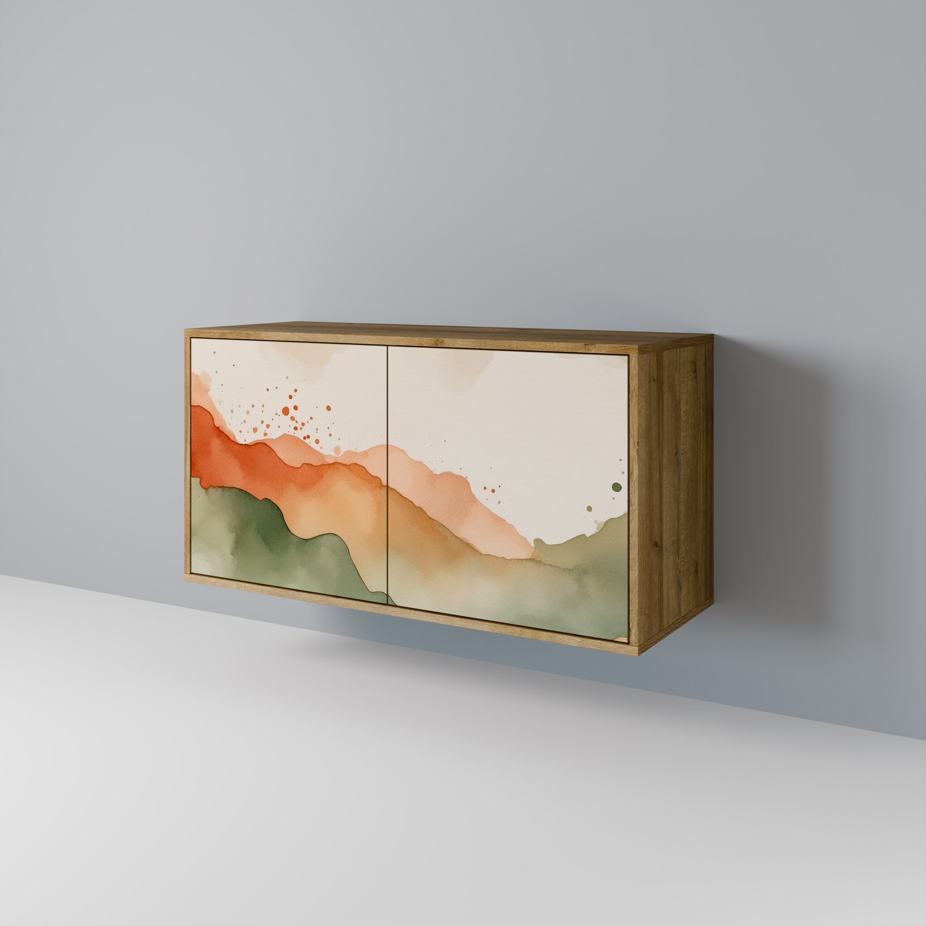 WATERCOLOUR PEAKS Sideboard mit 2 Türen in Eichenoptik