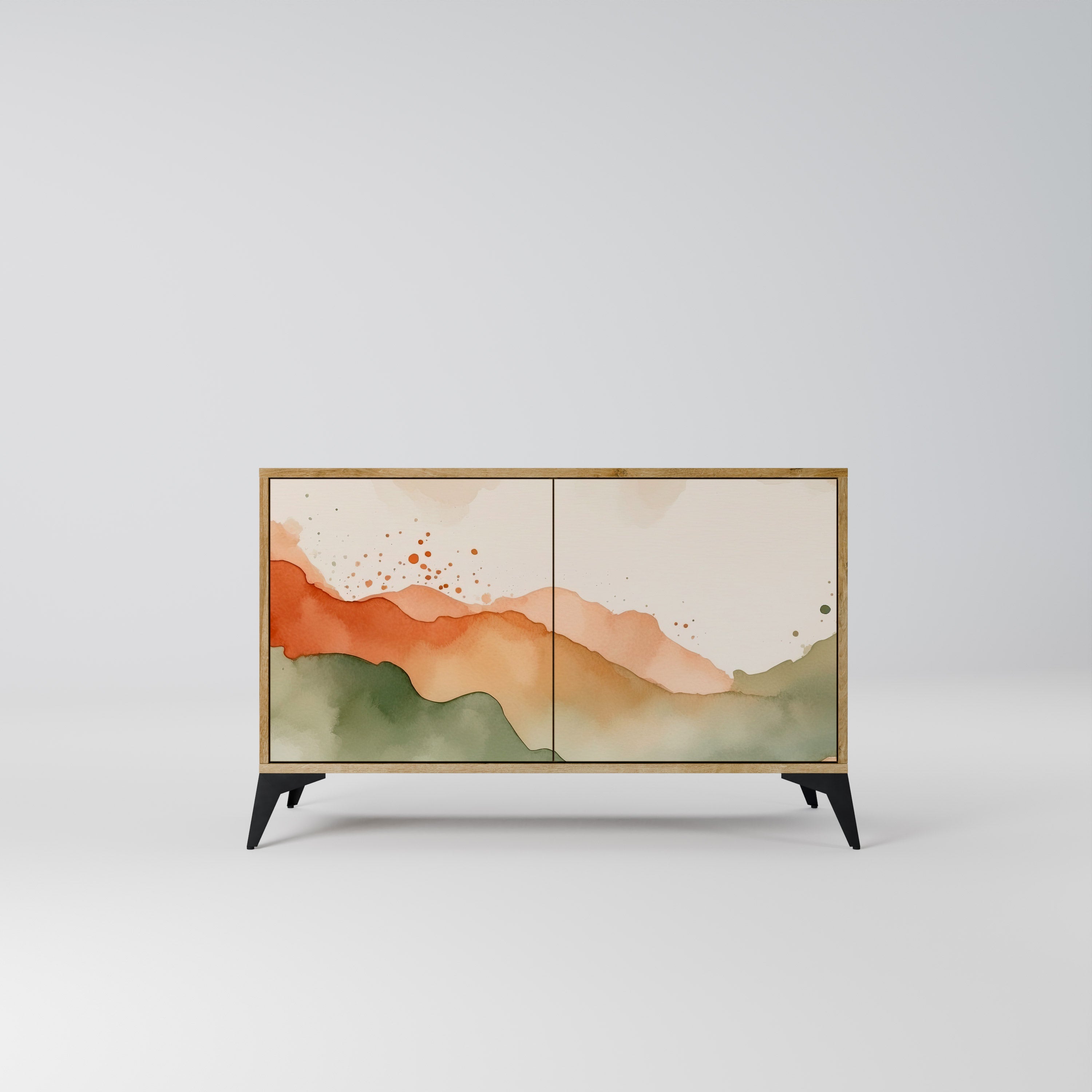 WATERCOLOUR PEAKS Sideboard mit 2 Türen in Eichenoptik