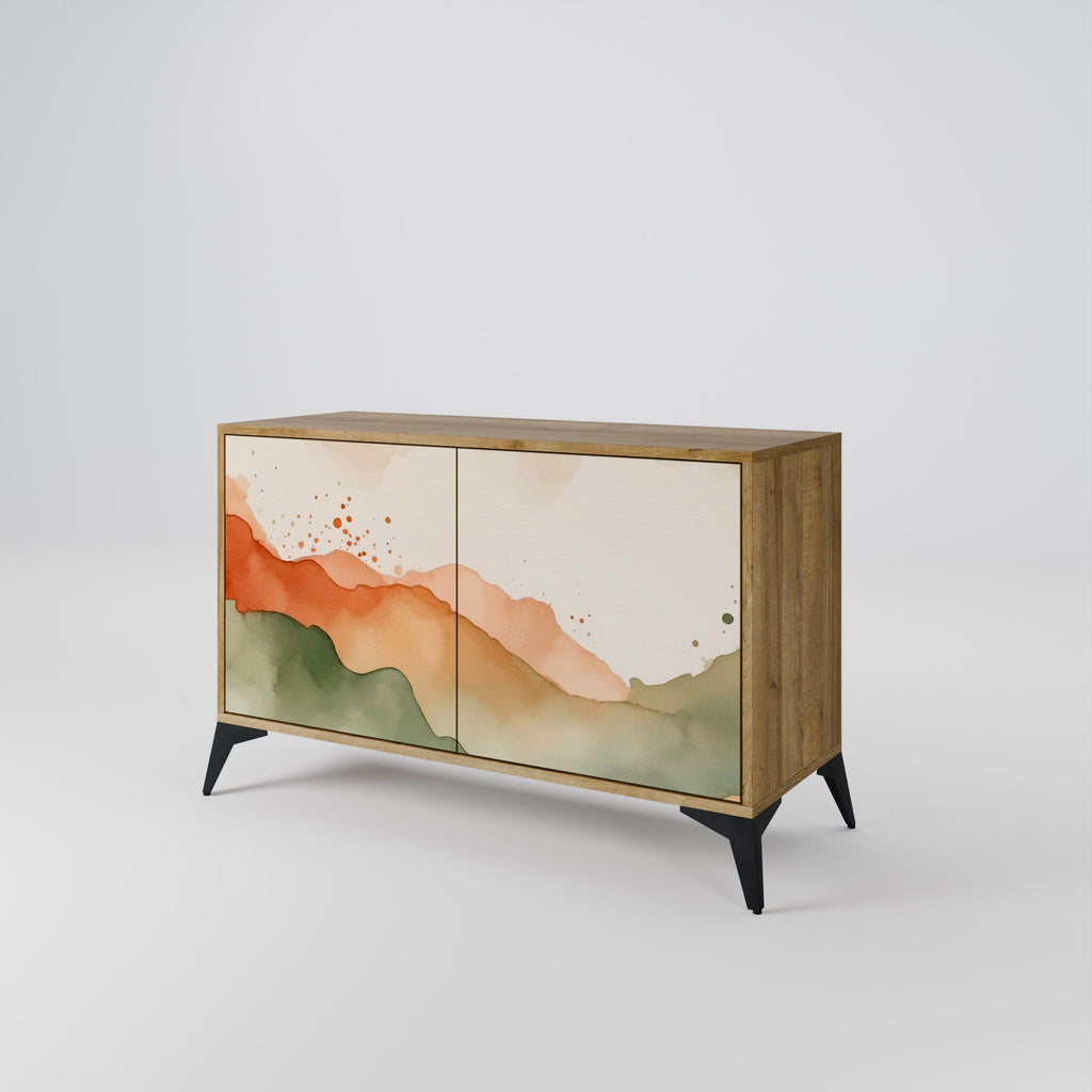 WATERCOLOUR PEAKS Sideboard mit 2 Türen in Eichenoptik