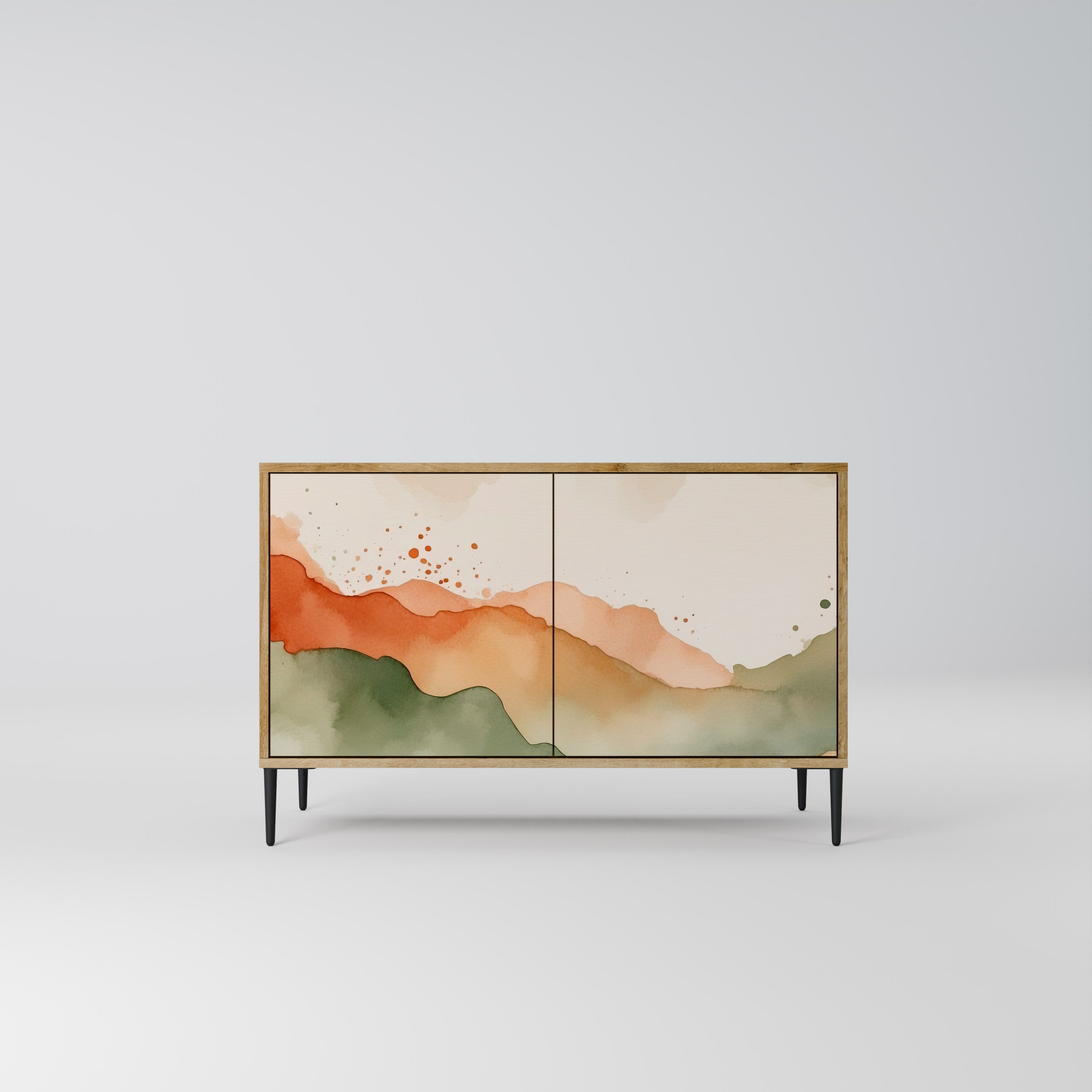 WATERCOLOUR PEAKS Sideboard mit 2 Türen in Eichenoptik