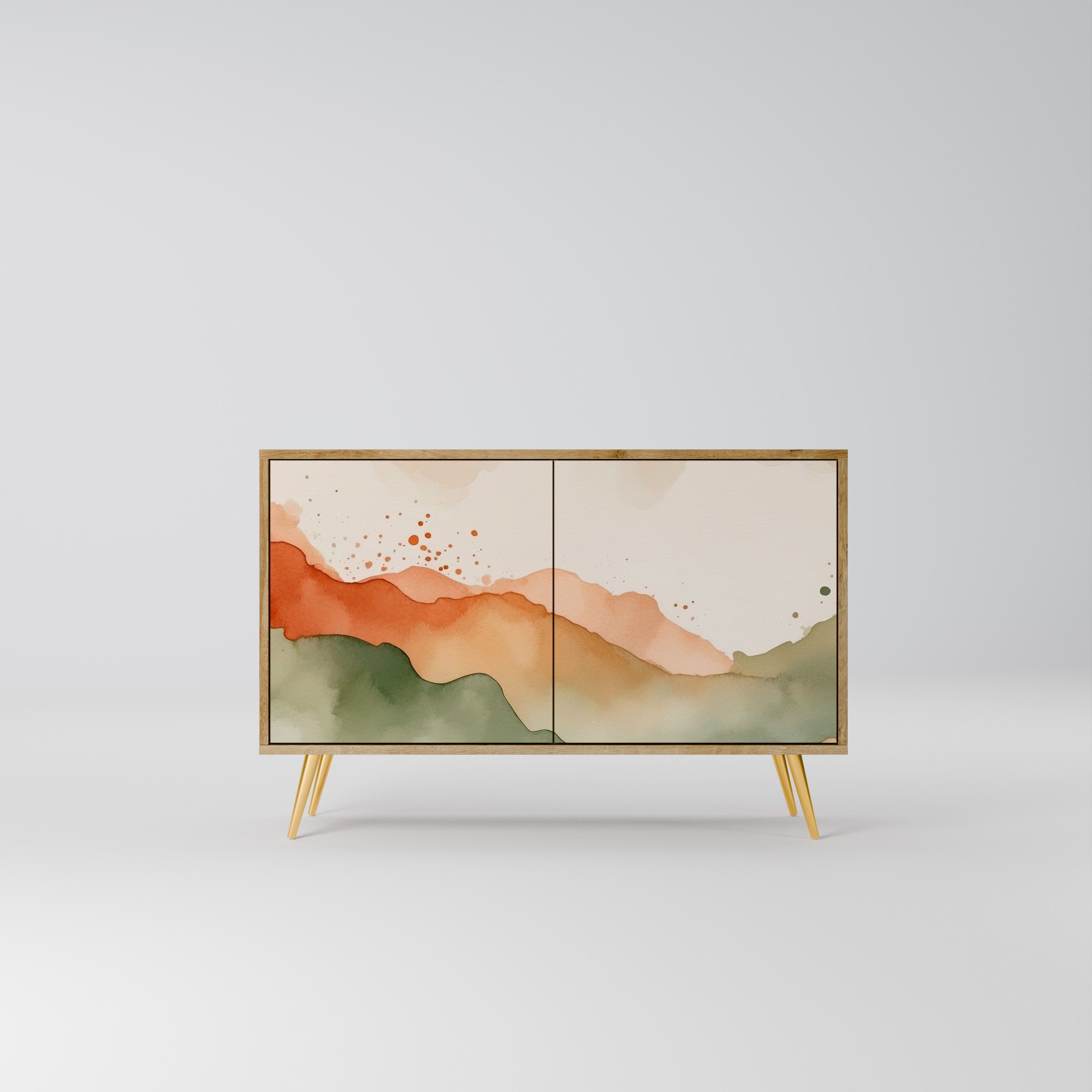 WATERCOLOUR PEAKS Sideboard mit 2 Türen in Eichenoptik