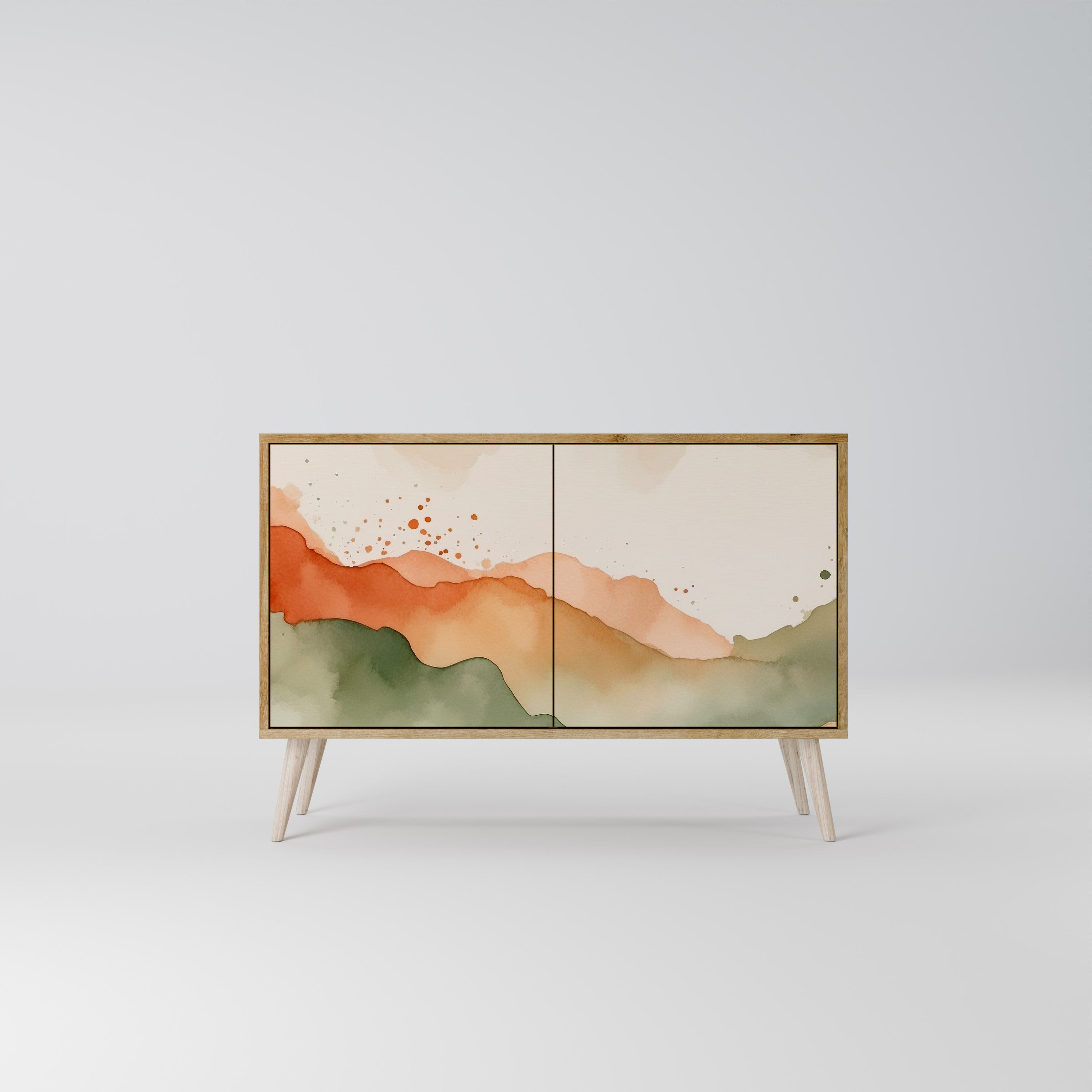 WATERCOLOUR PEAKS Sideboard mit 2 Türen in Eichenoptik