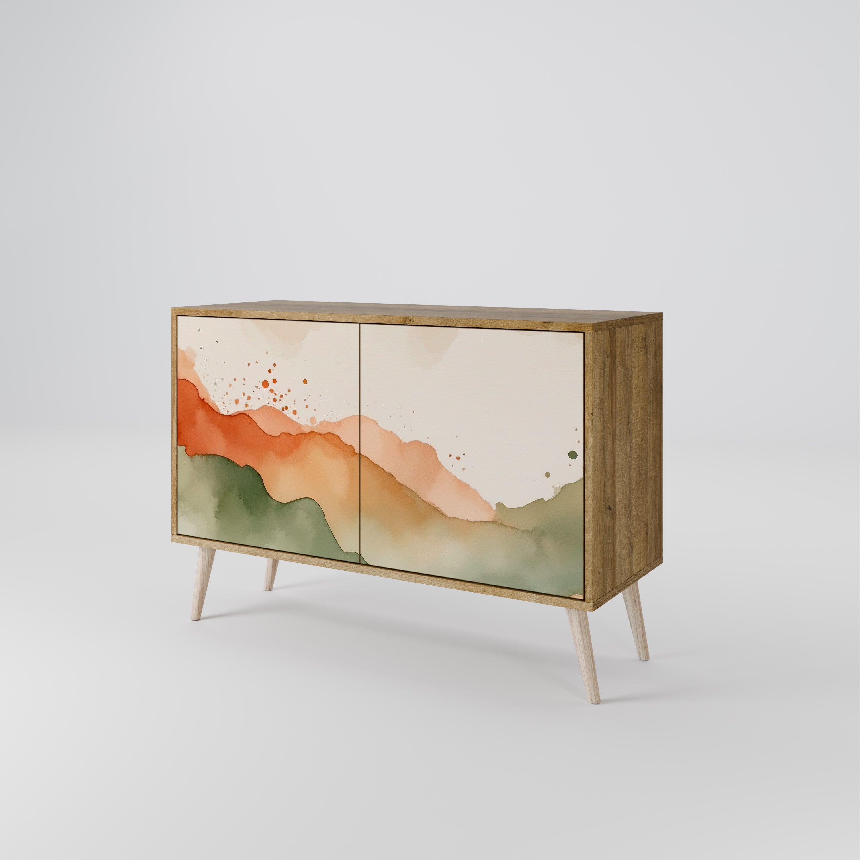 WATERCOLOUR PEAKS Sideboard mit 2 Türen in Eichenoptik