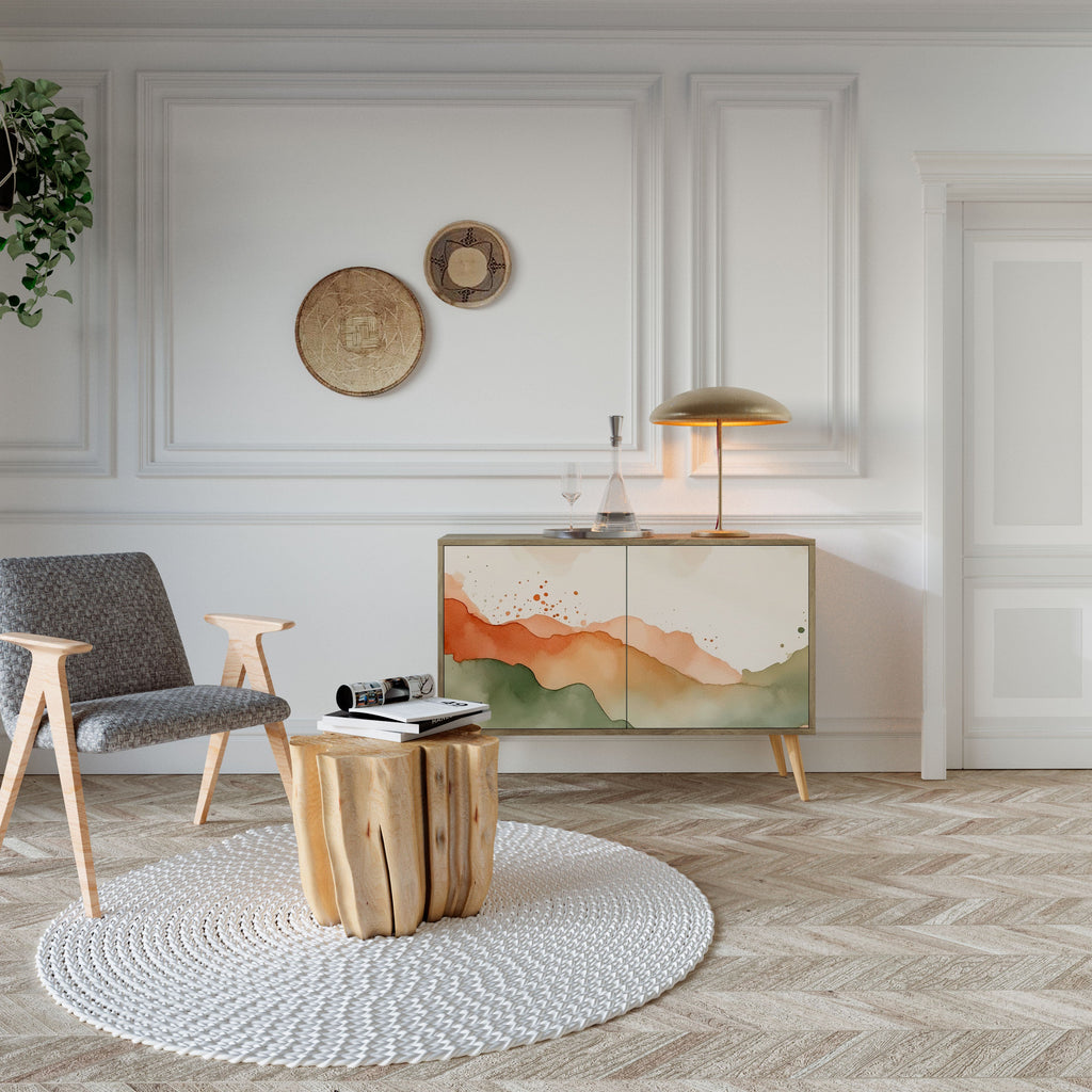 WATERCOLOUR PEAKS Sideboard mit 2 Türen in Eichenoptik