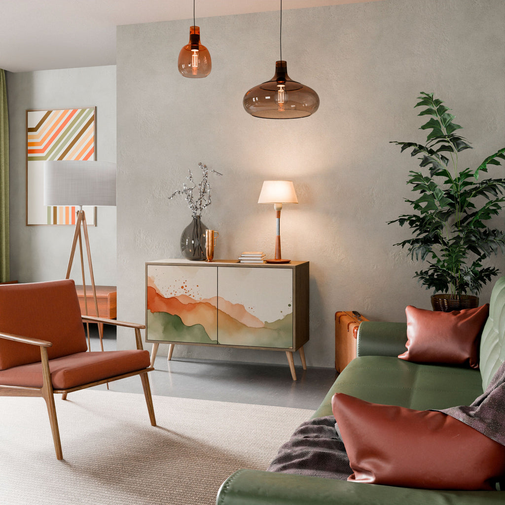 WATERCOLOUR PEAKS Sideboard mit 2 Türen in Eichenoptik