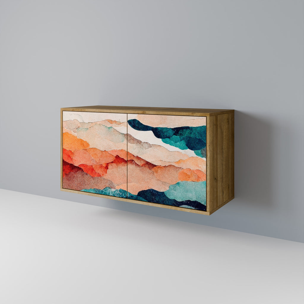 ABSTRACT LANDSCAPE Sideboard mit 2 Türen in Eichenoptik
