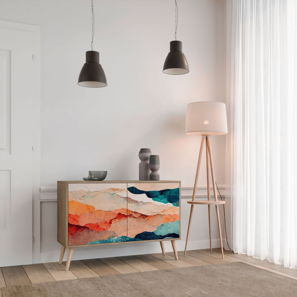 ABSTRACT LANDSCAPE Sideboard mit 2 Türen in Eichenoptik