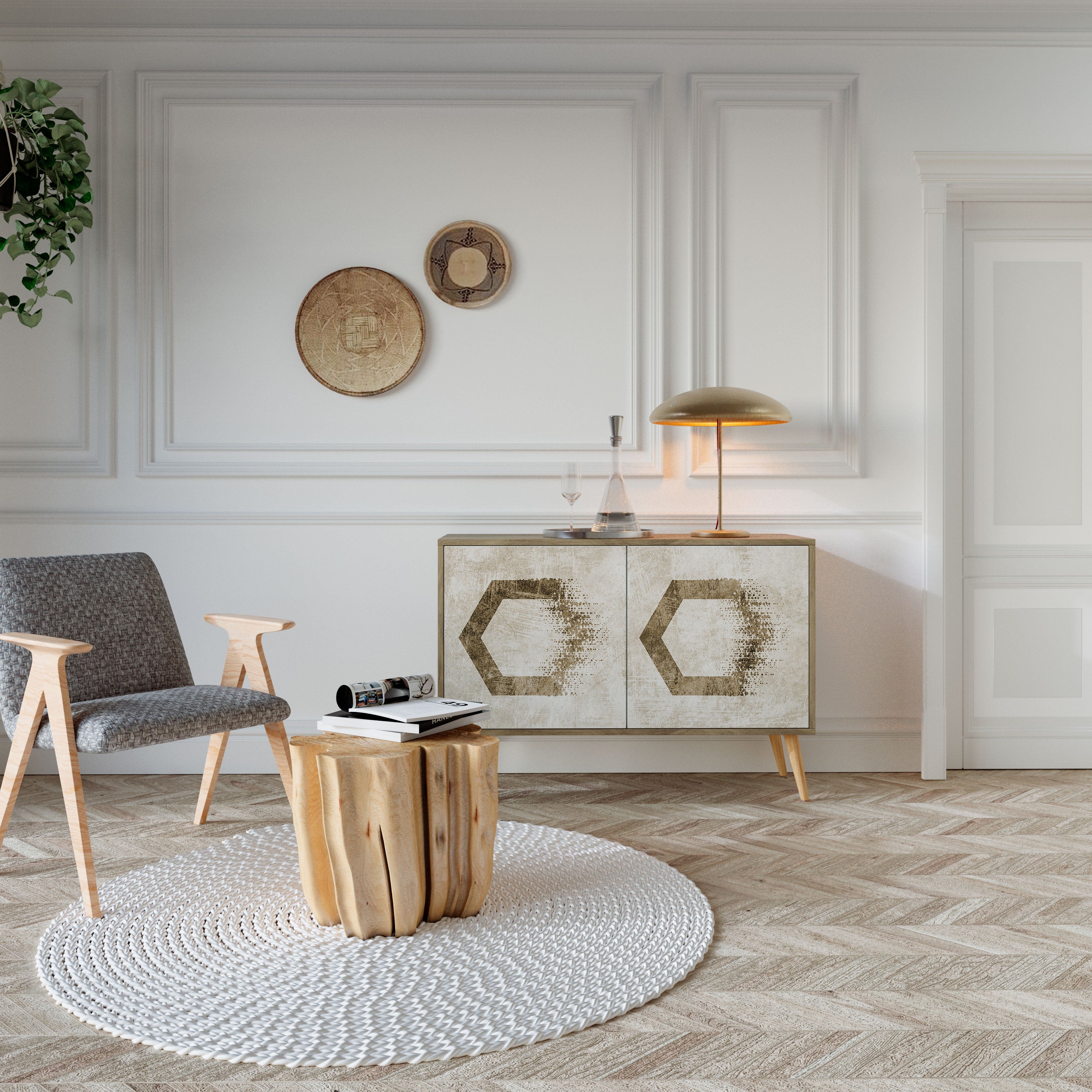 HEXAGONAL SHAPES 2-türiges Sideboard in Eichenoptik
