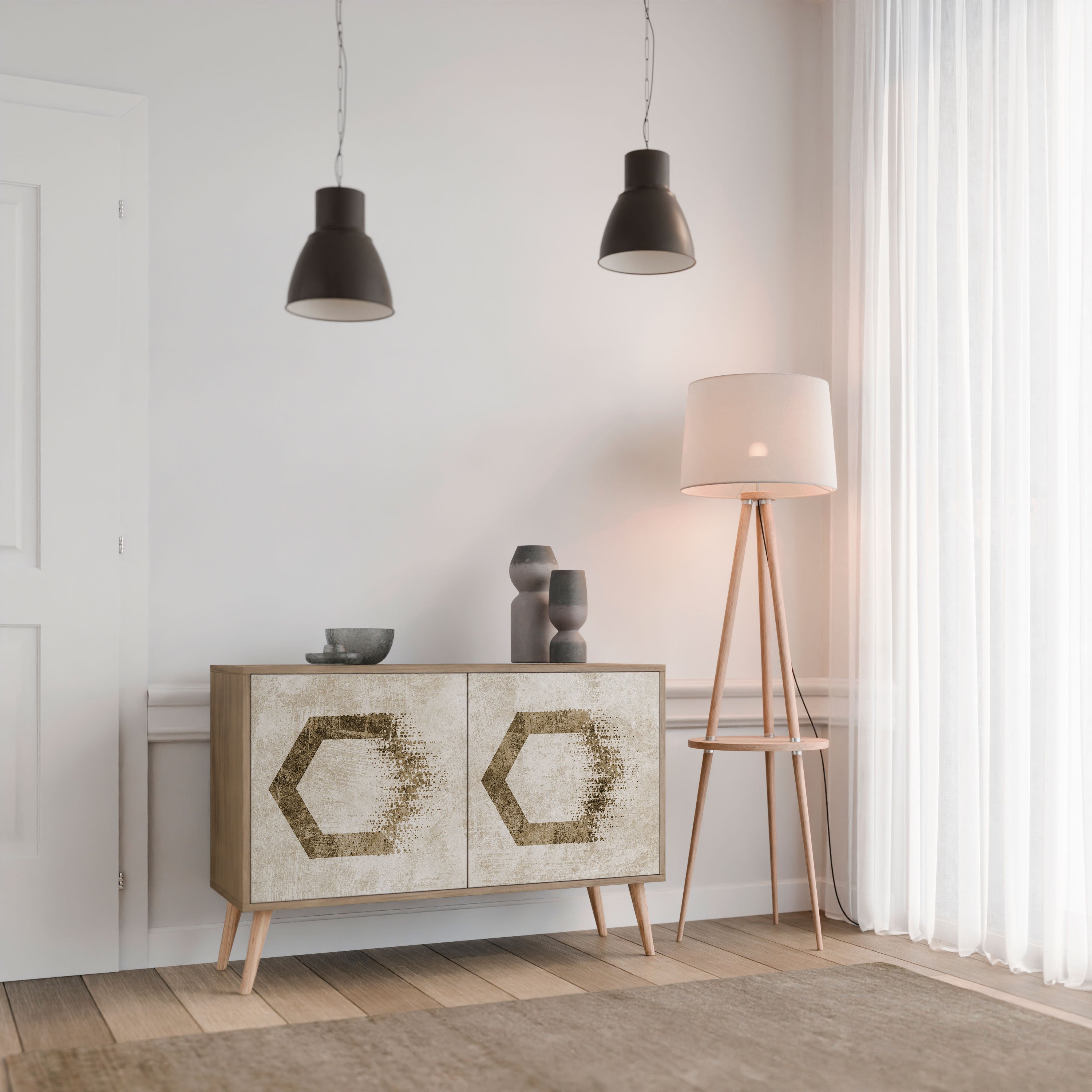 HEXAGONAL SHAPES 2-türiges Sideboard in Eichenoptik