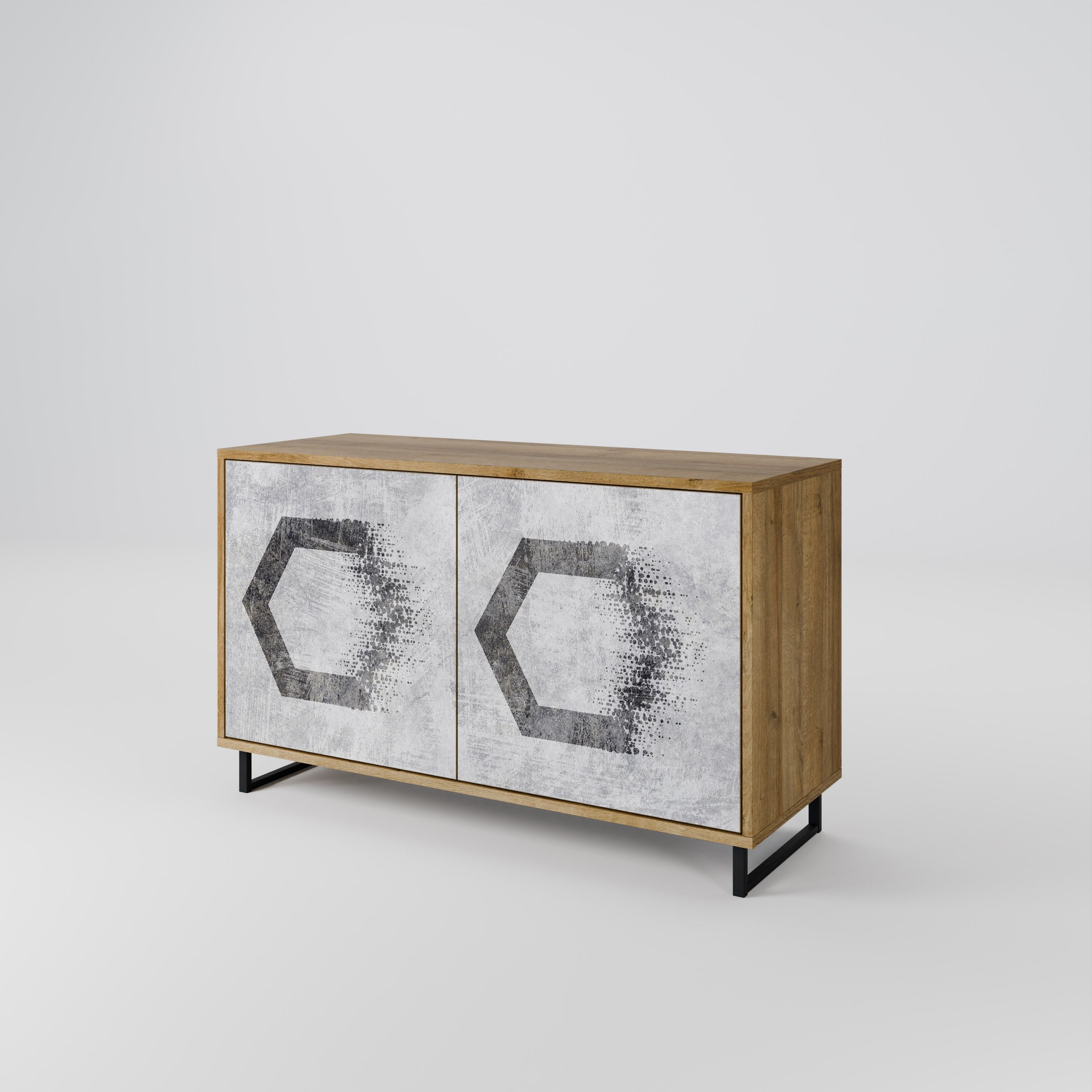 HEXAGONAL FIGURES Sideboard mit 2 Türen in Eichenoptik