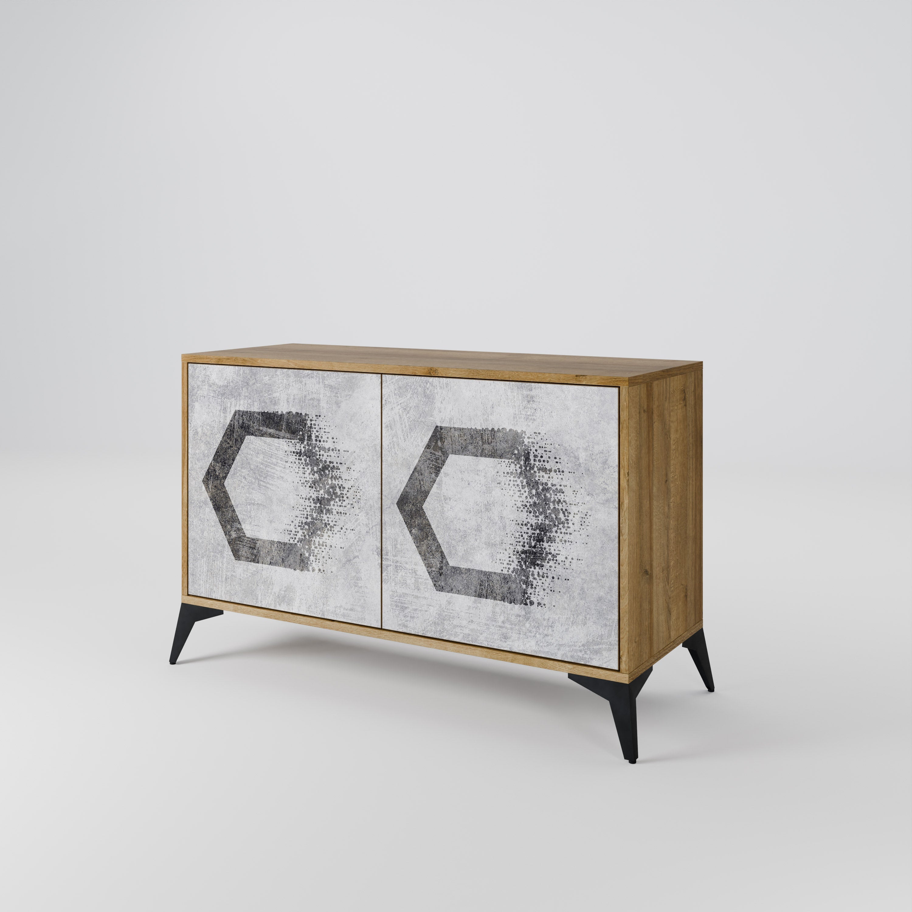 HEXAGONAL FIGURES Sideboard mit 2 Türen in Eichenoptik